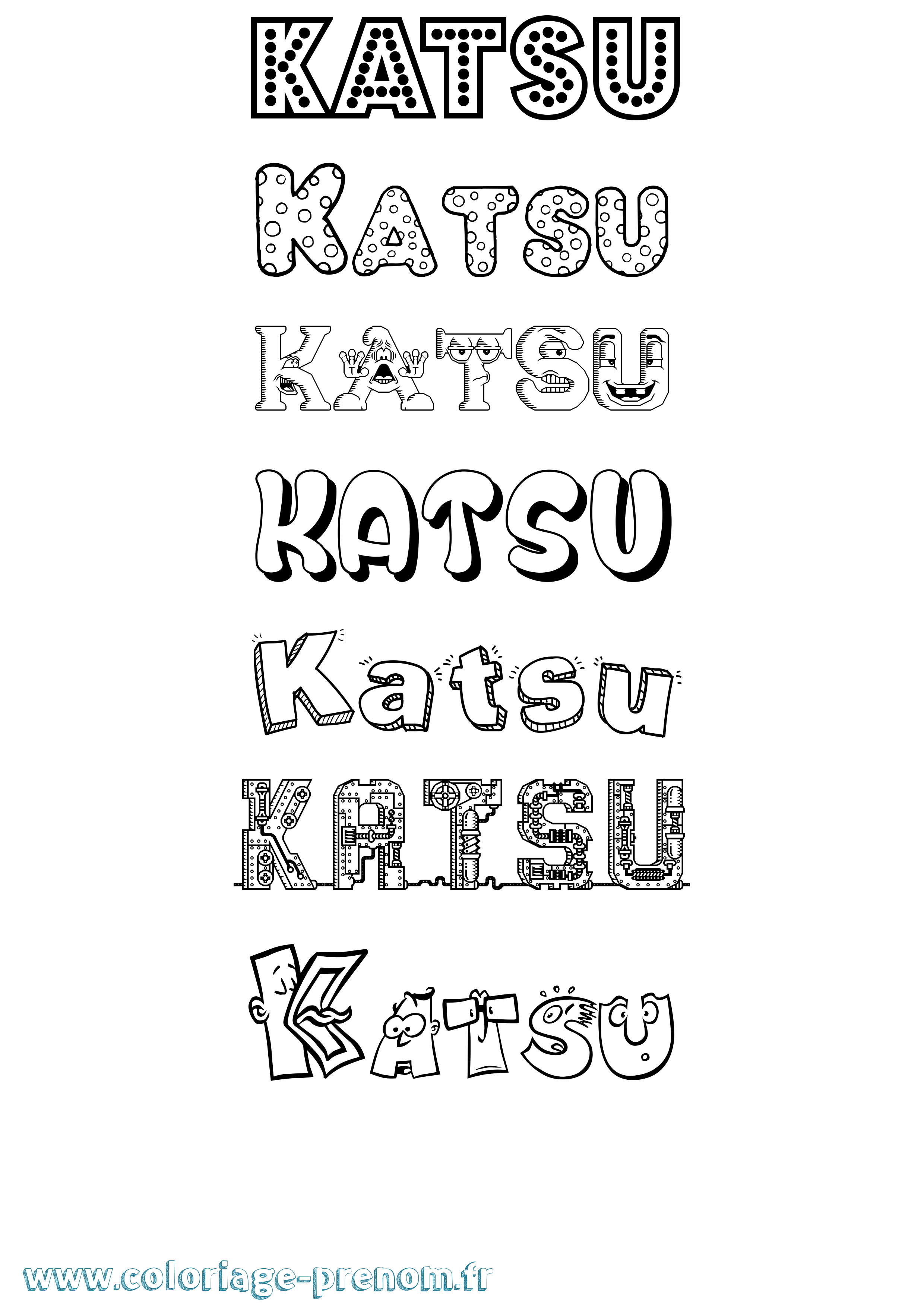 Coloriage prénom Katsu Fun
