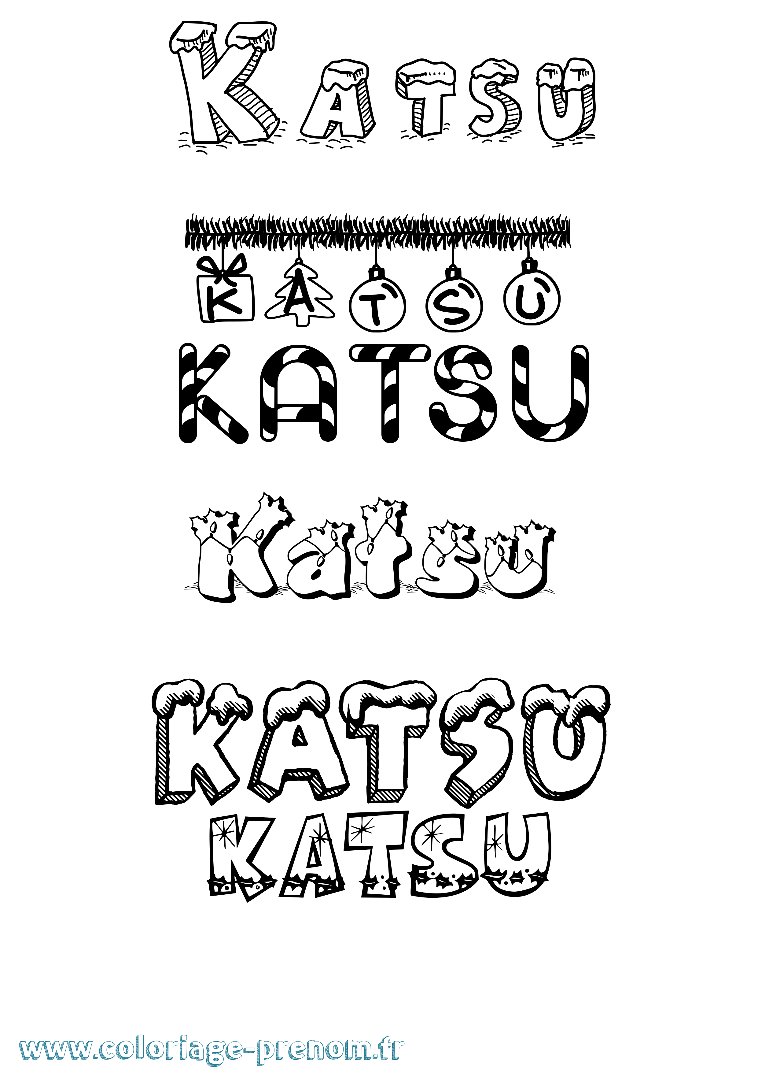 Coloriage prénom Katsu Noël