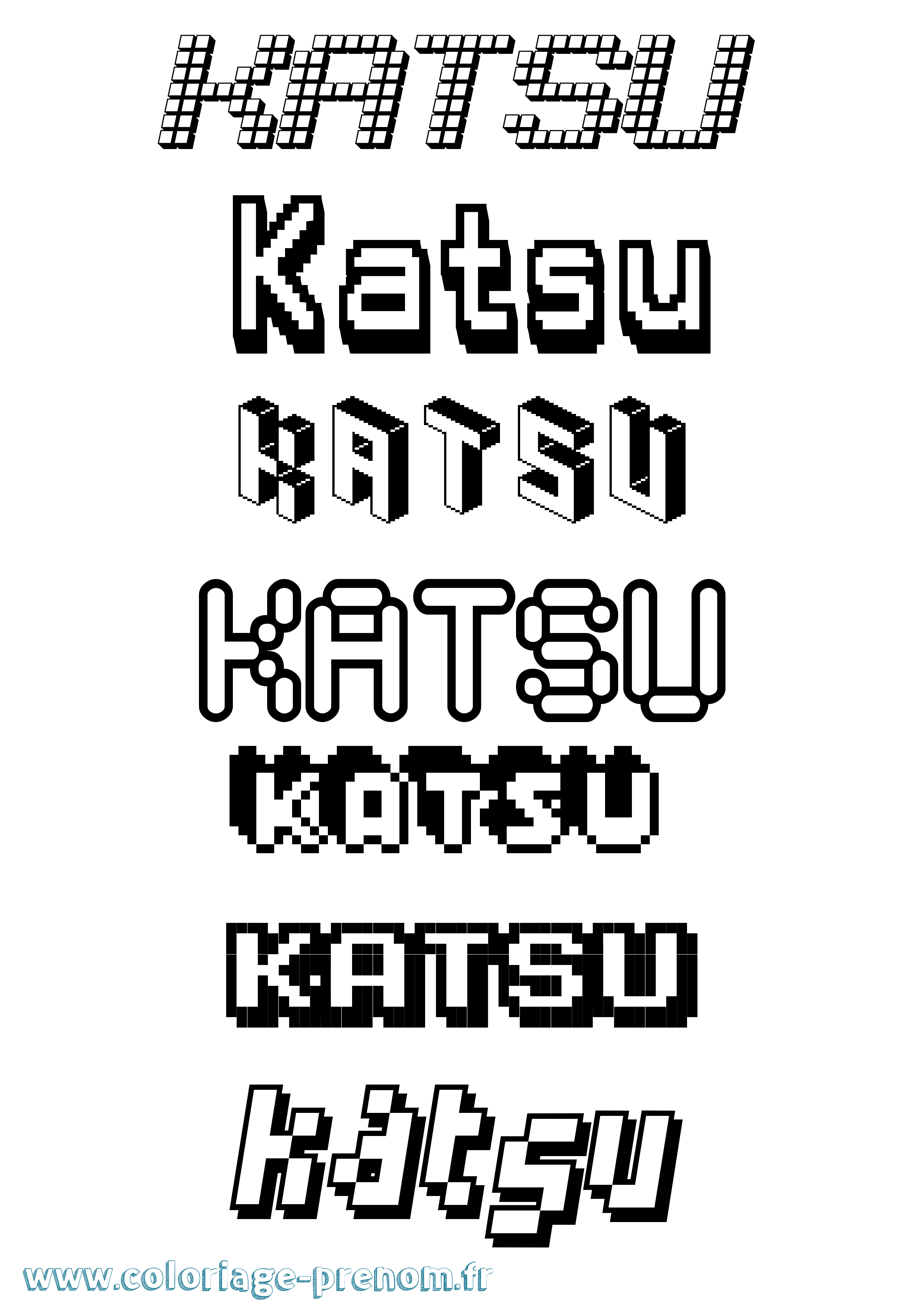 Coloriage prénom Katsu Pixel