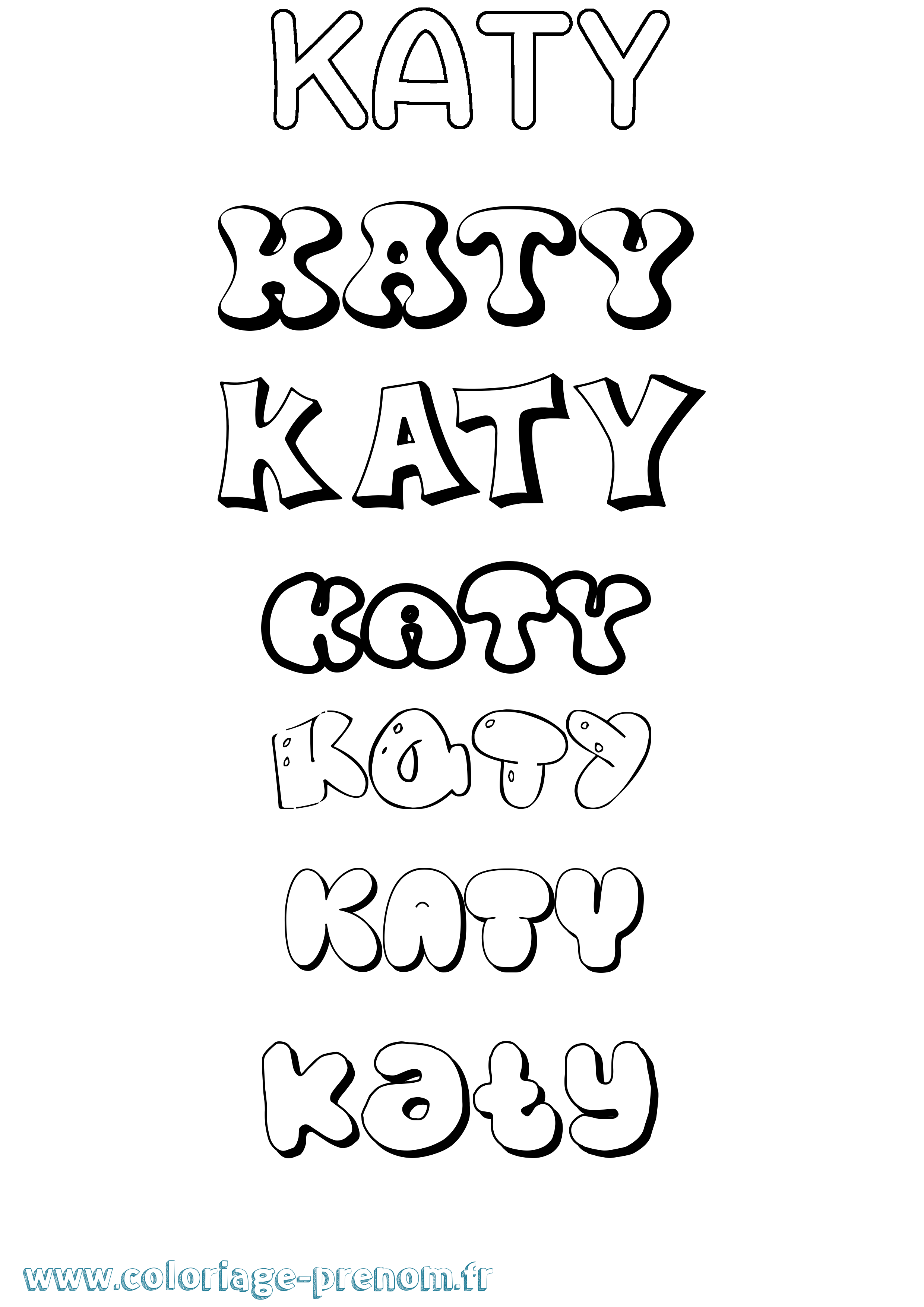 Coloriage Katy Bubble Coloriage prénom Katy Bubble
