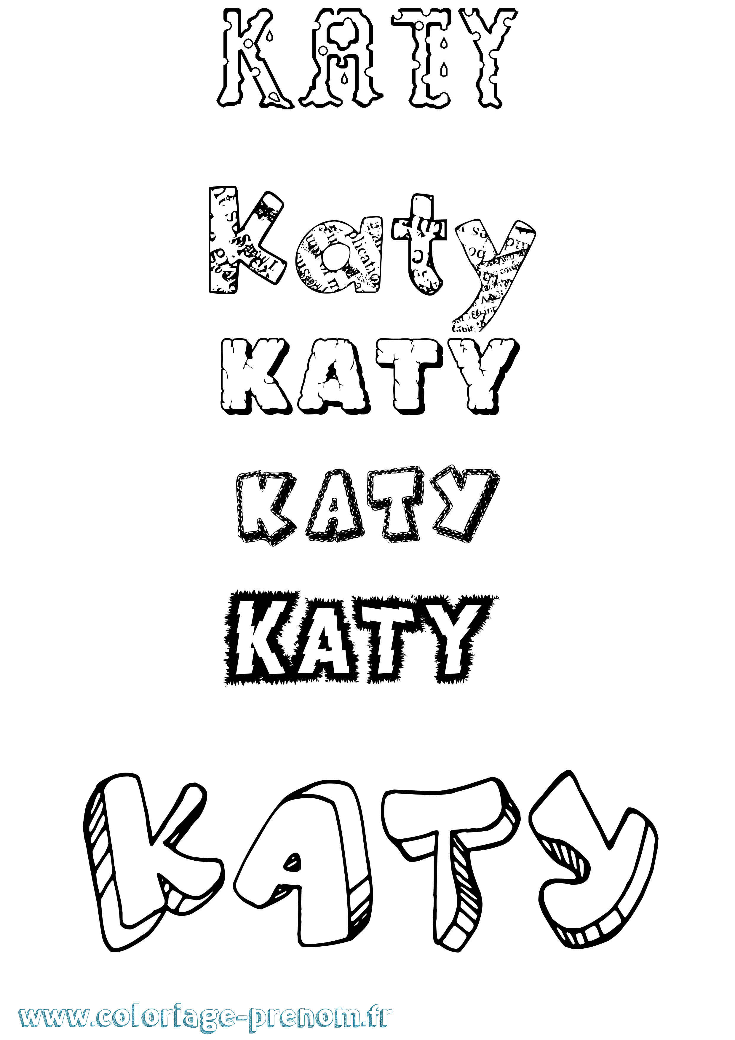 Coloriage Katy Destructuré Coloriage prénom Katy Destructuré