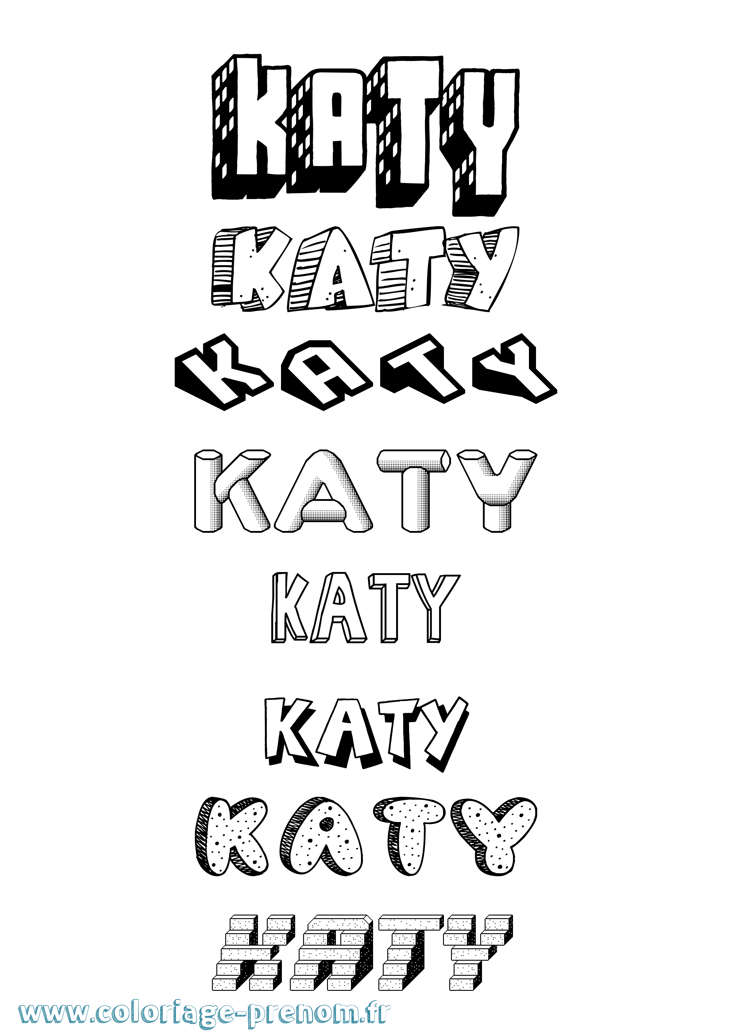 Coloriage Katy Effet 3D Coloriage prénom Katy Effet 3D