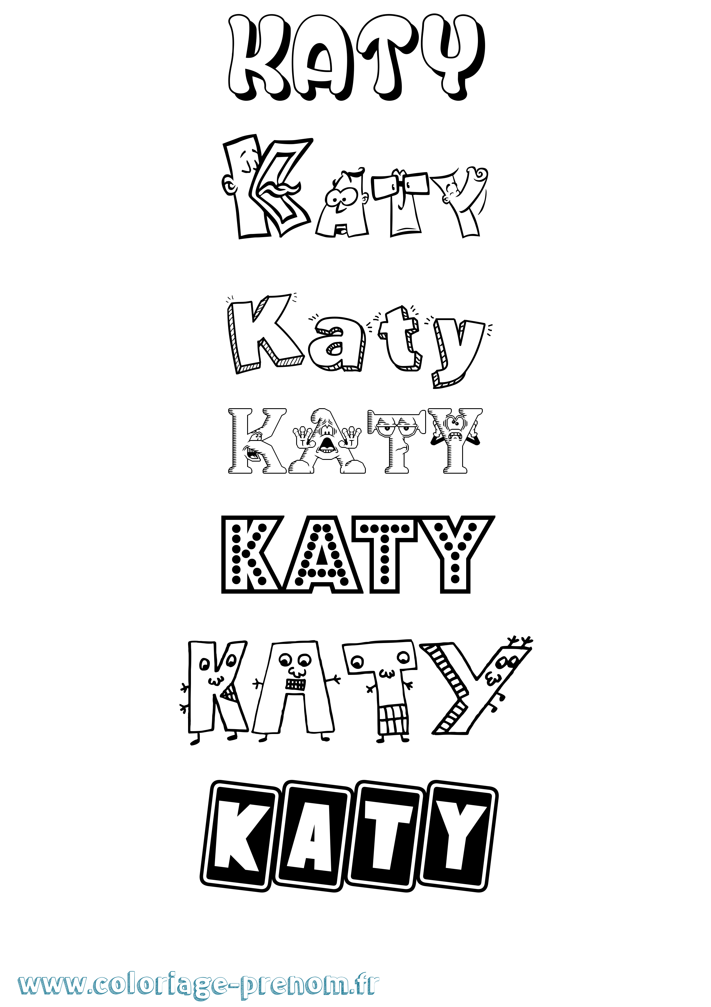 Coloriage Katy Fun Coloriage prénom Katy Fun