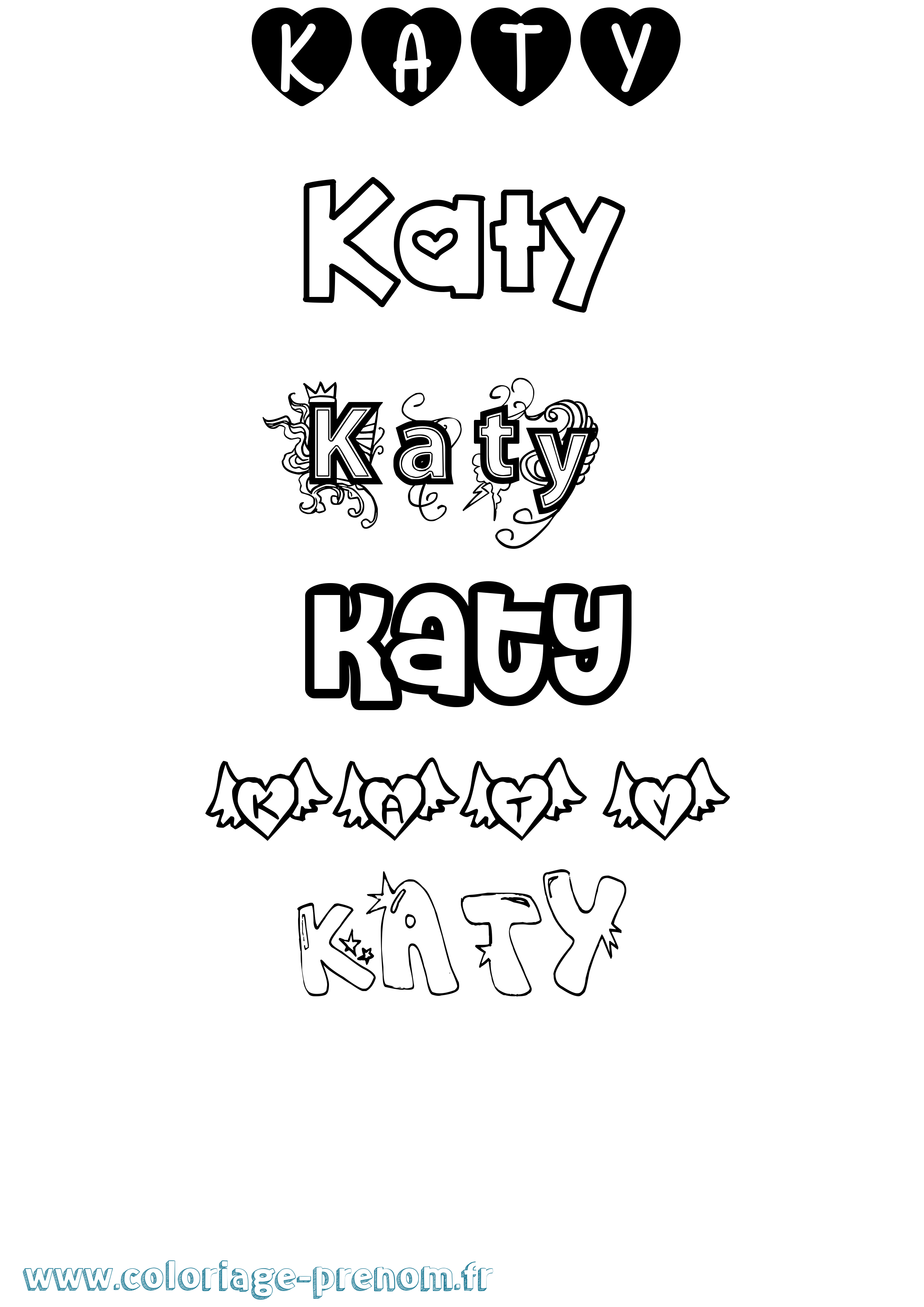 Coloriage Katy Girly Coloriage prénom Katy Girly