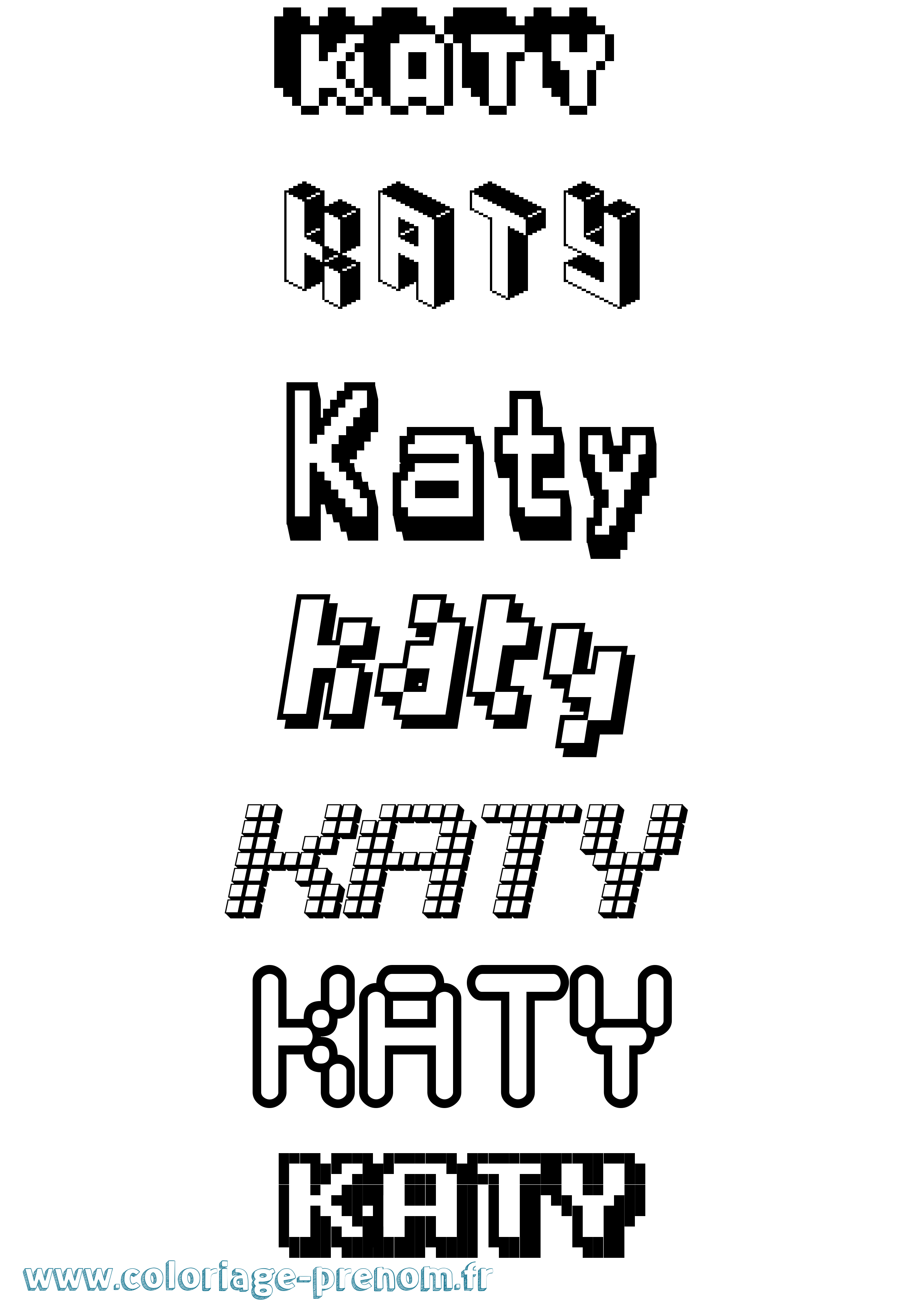 Coloriage Katy Pixel Coloriage prénom Katy Pixel