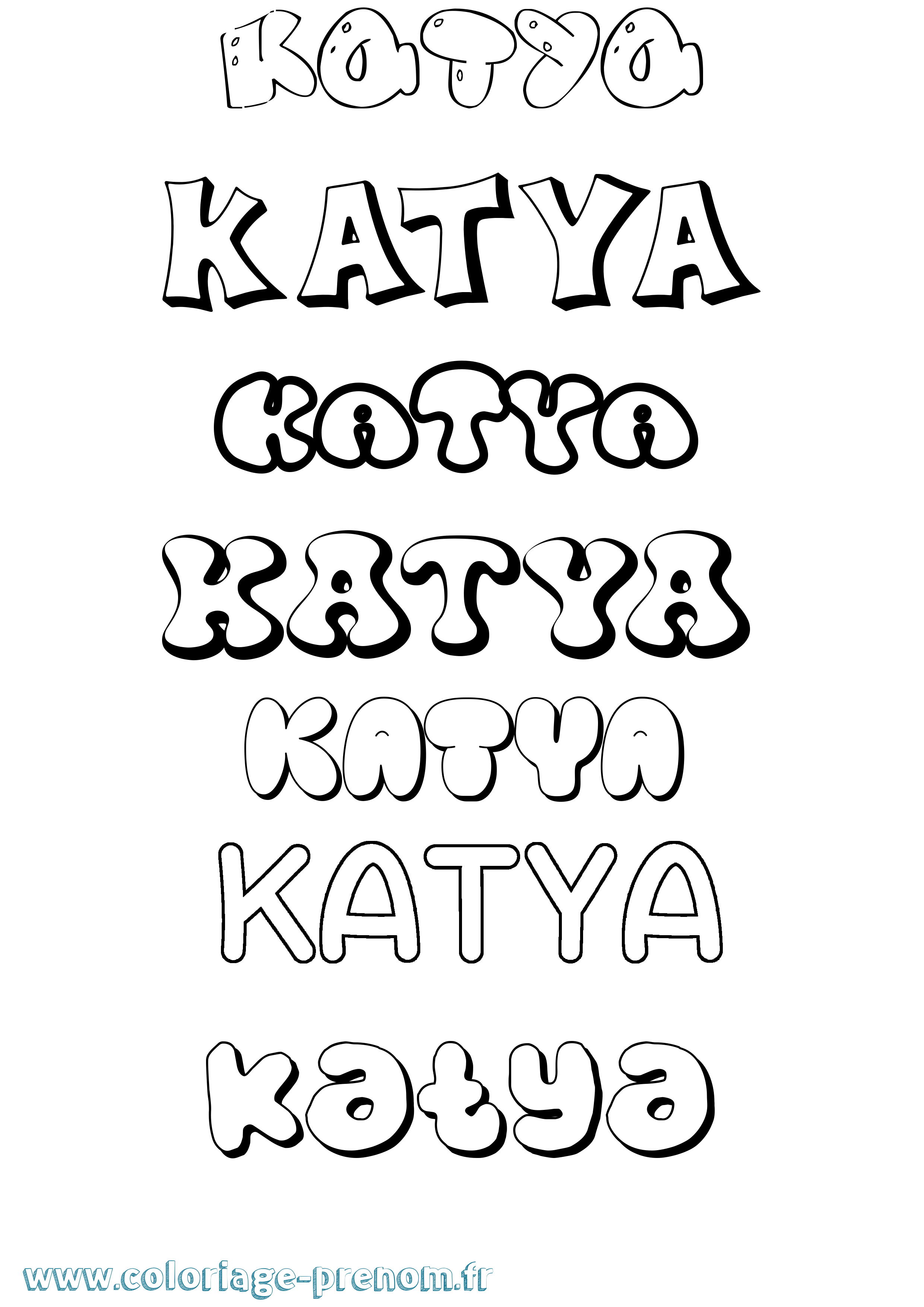 Coloriage prénom Katya Bubble
