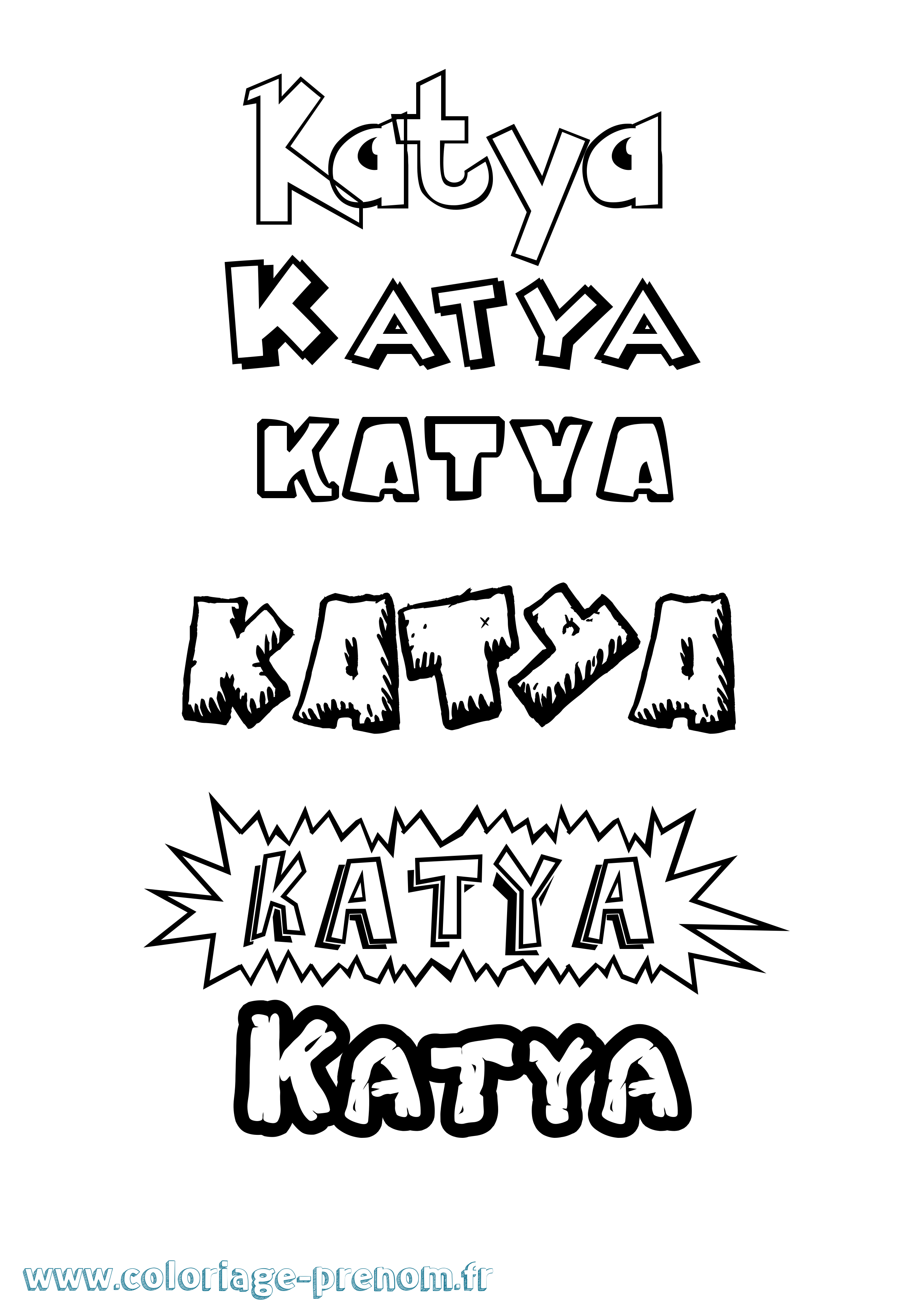 Coloriage prénom Katya Dessin Animé