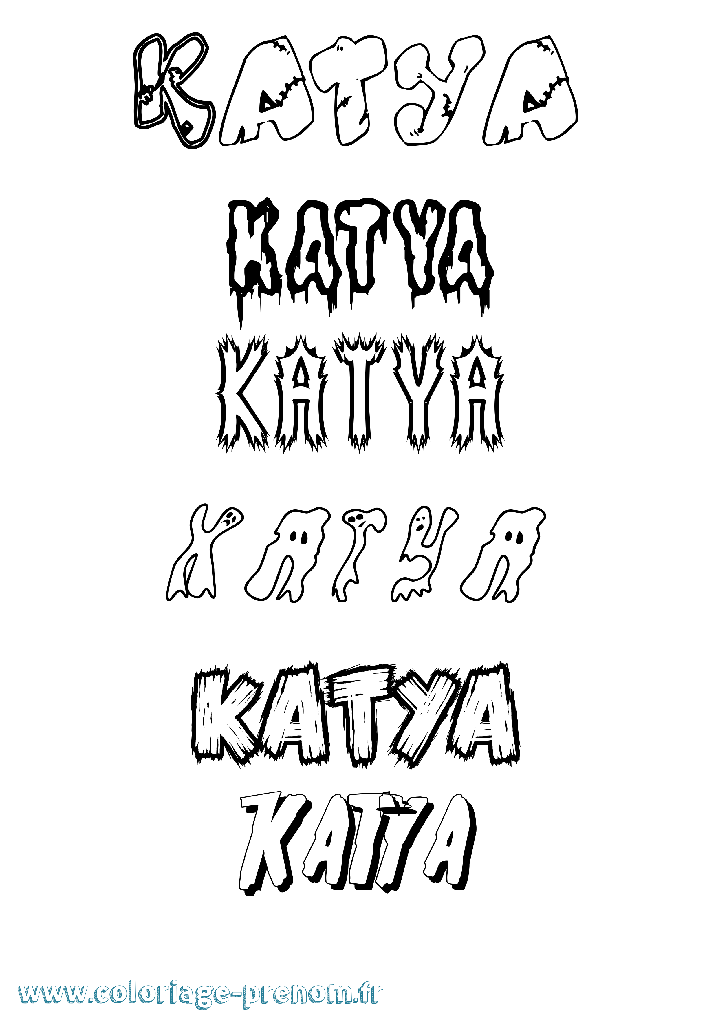 Coloriage prénom Katya Frisson