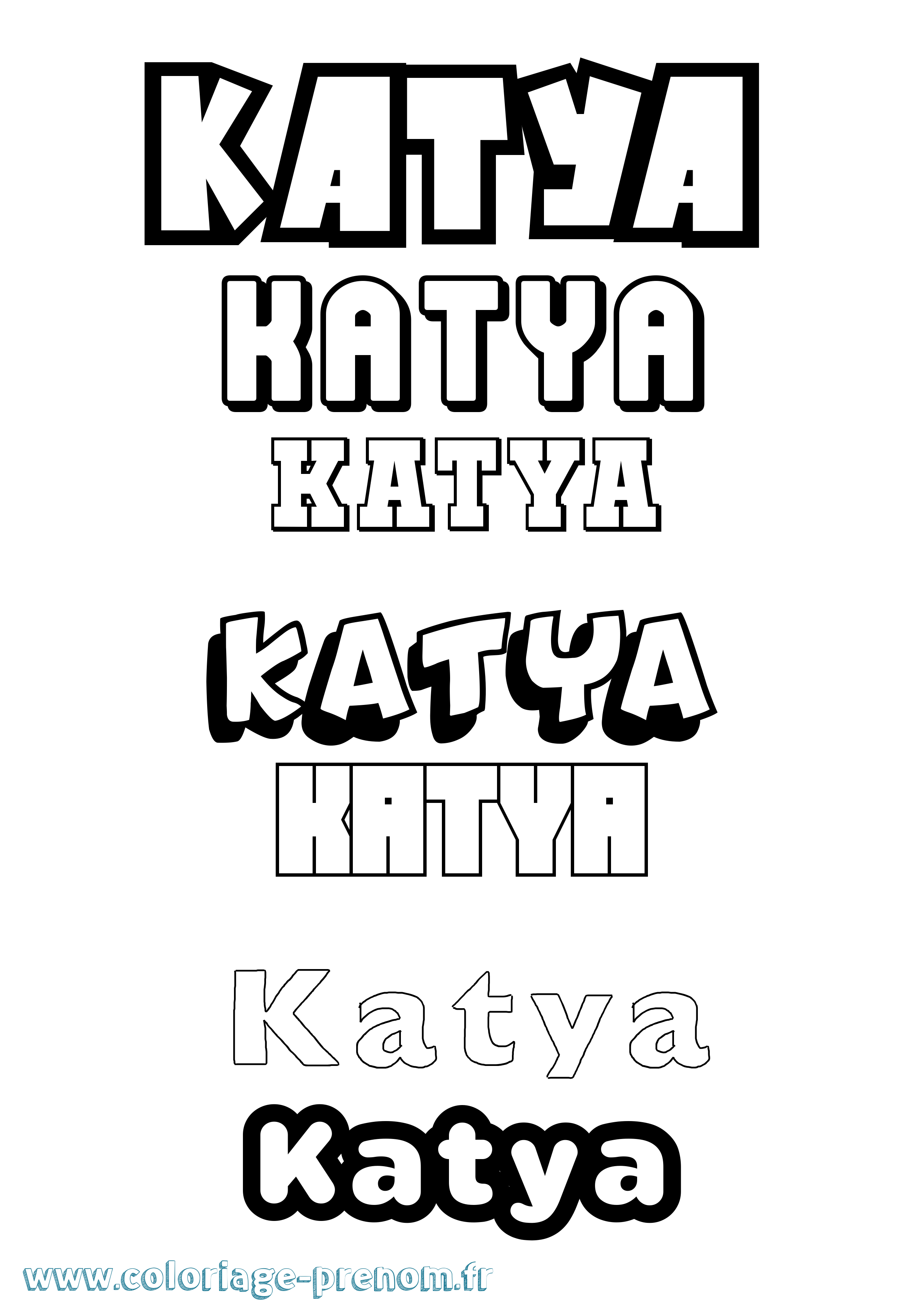 Coloriage prénom Katya Simple