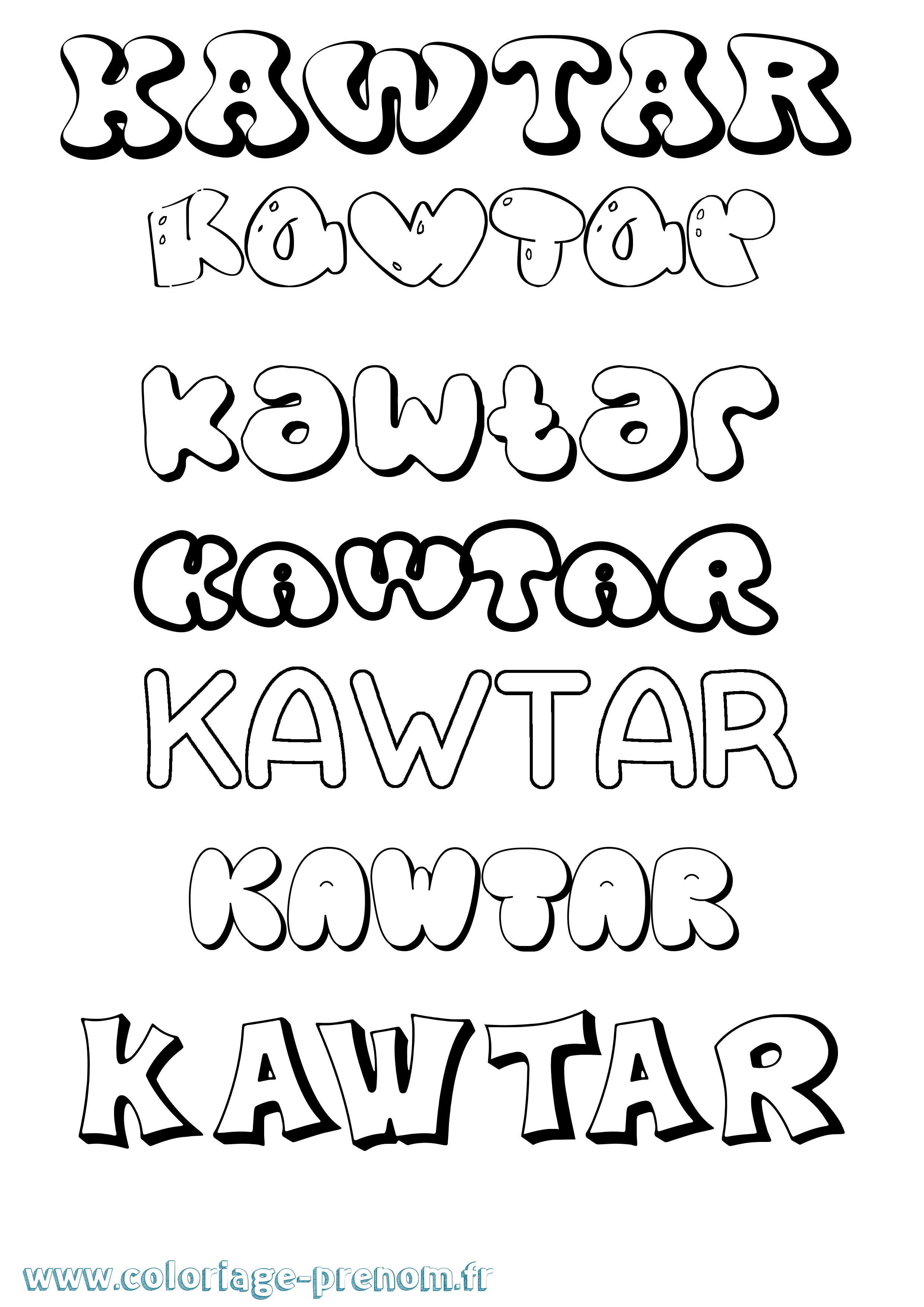 Coloriage Kawtar Coloriage prénom Kawtar