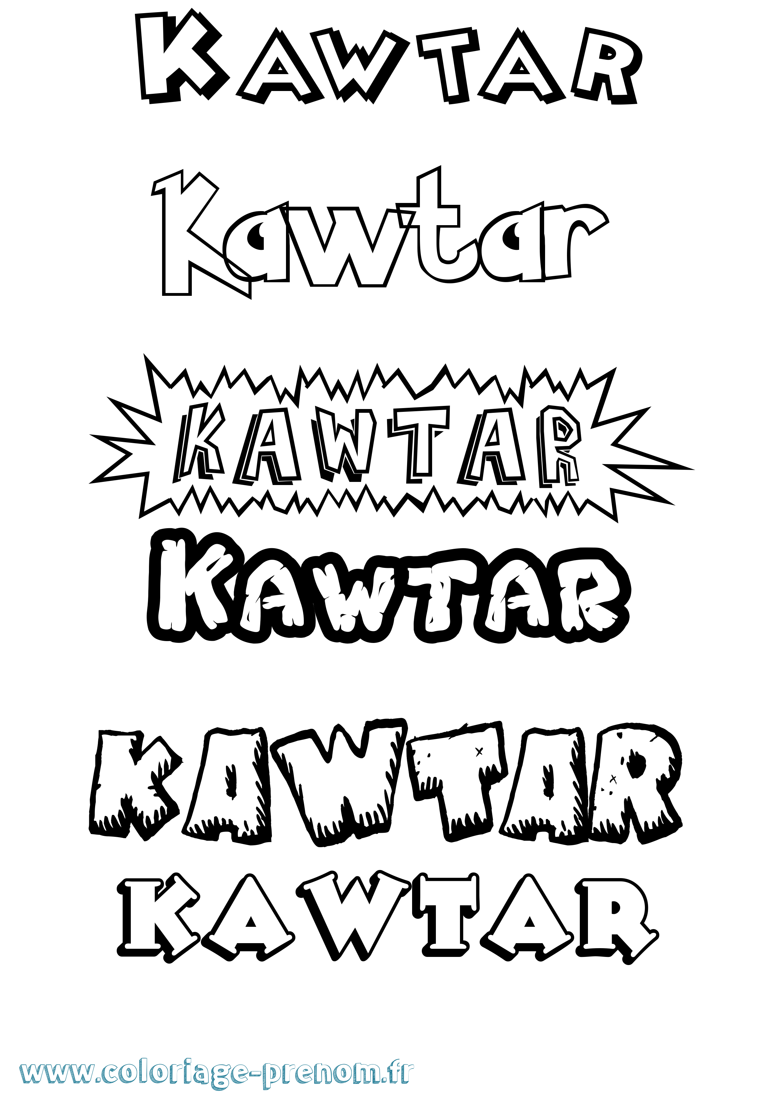 Coloriage Kawtar Coloriage prénom Kawtar