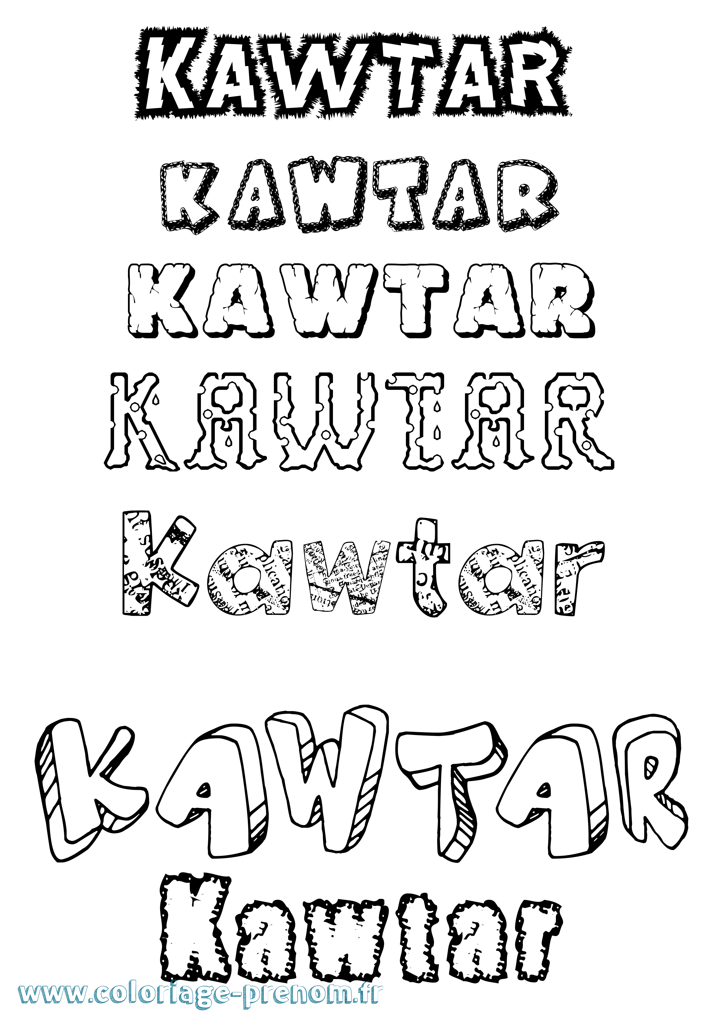 Coloriage Kawtar Coloriage prénom Kawtar