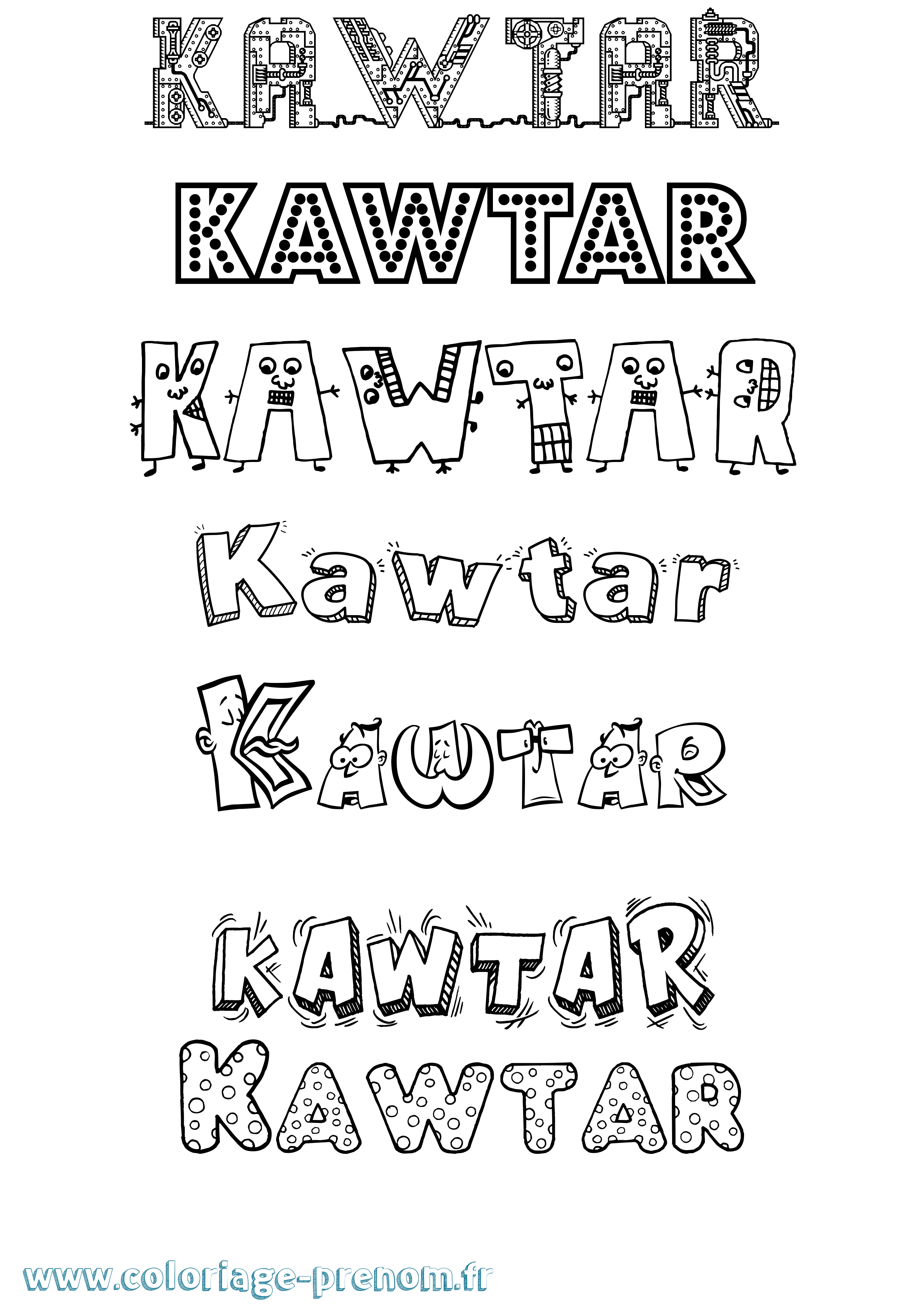 Coloriage Kawtar Coloriage prénom Kawtar