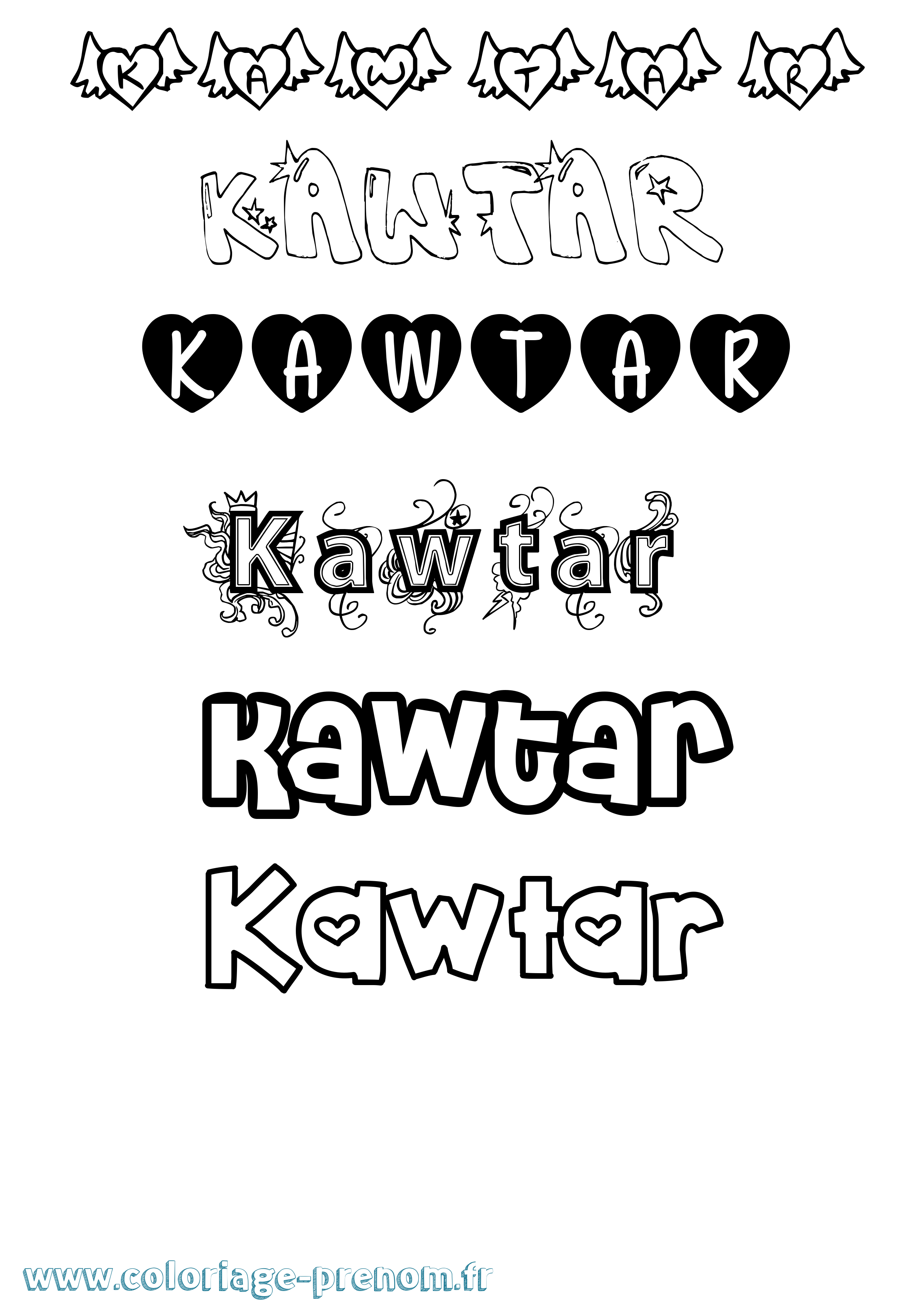Coloriage Kawtar Coloriage prénom Kawtar