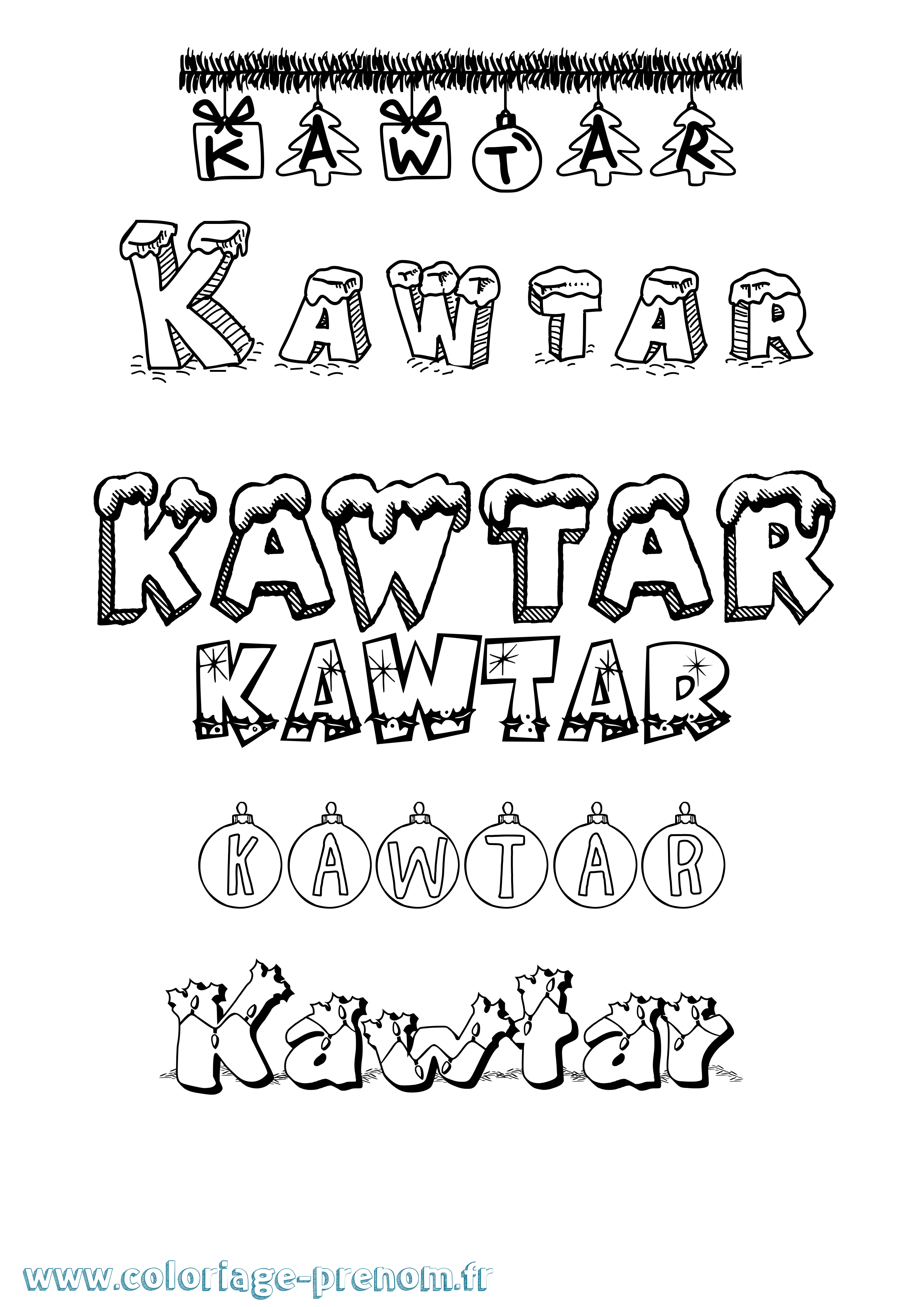 Coloriage Kawtar Coloriage prénom Kawtar