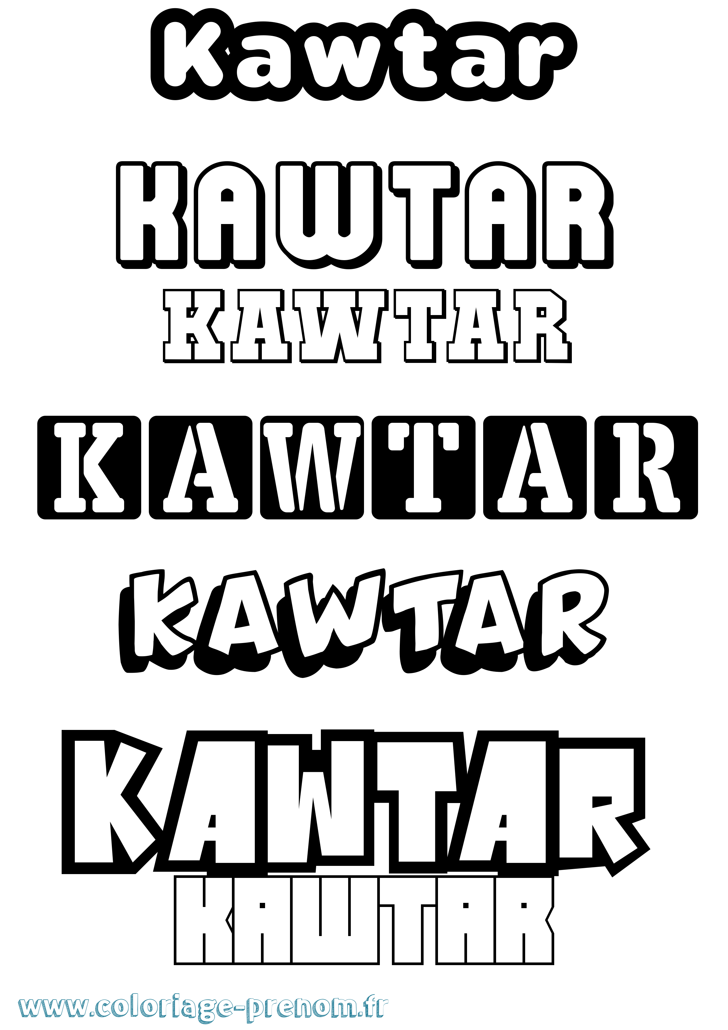 Coloriage Kawtar Coloriage prénom Kawtar
