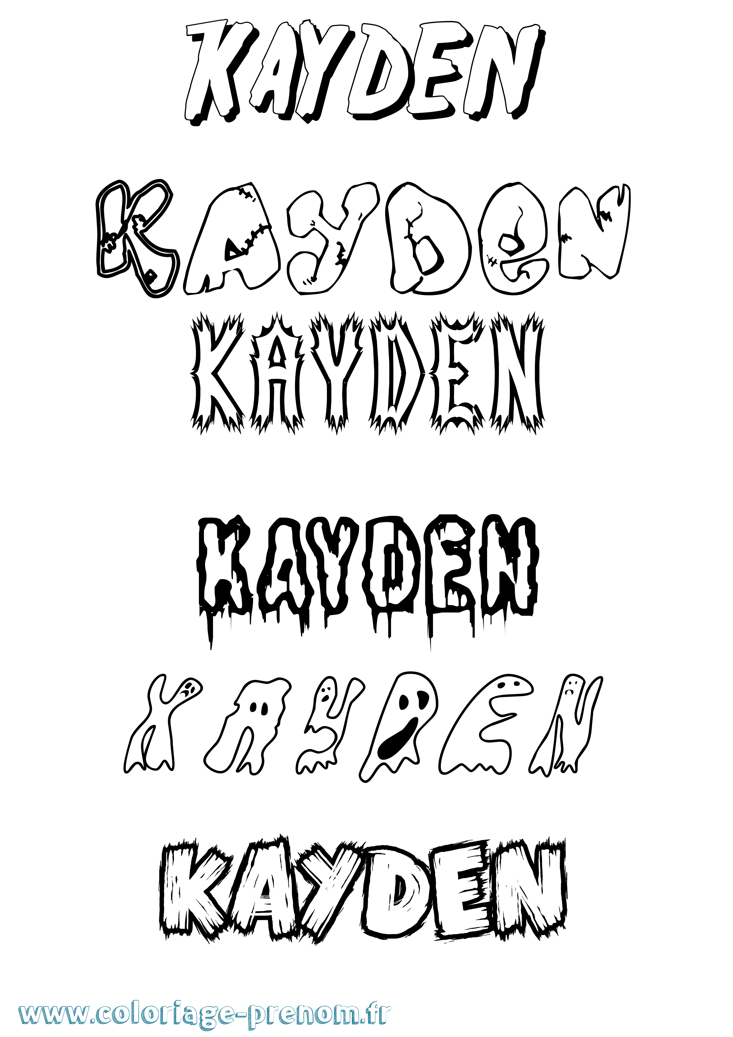Coloriage prénom Kayden Frisson