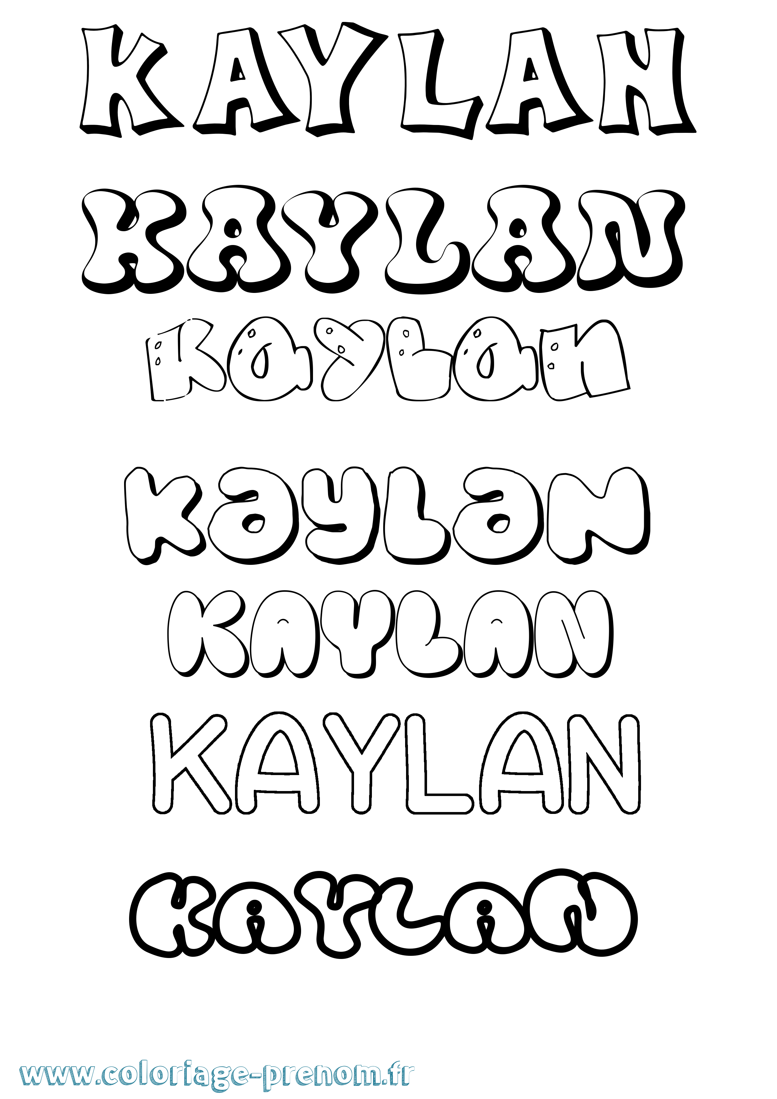 Coloriage prénom Kaylan Bubble