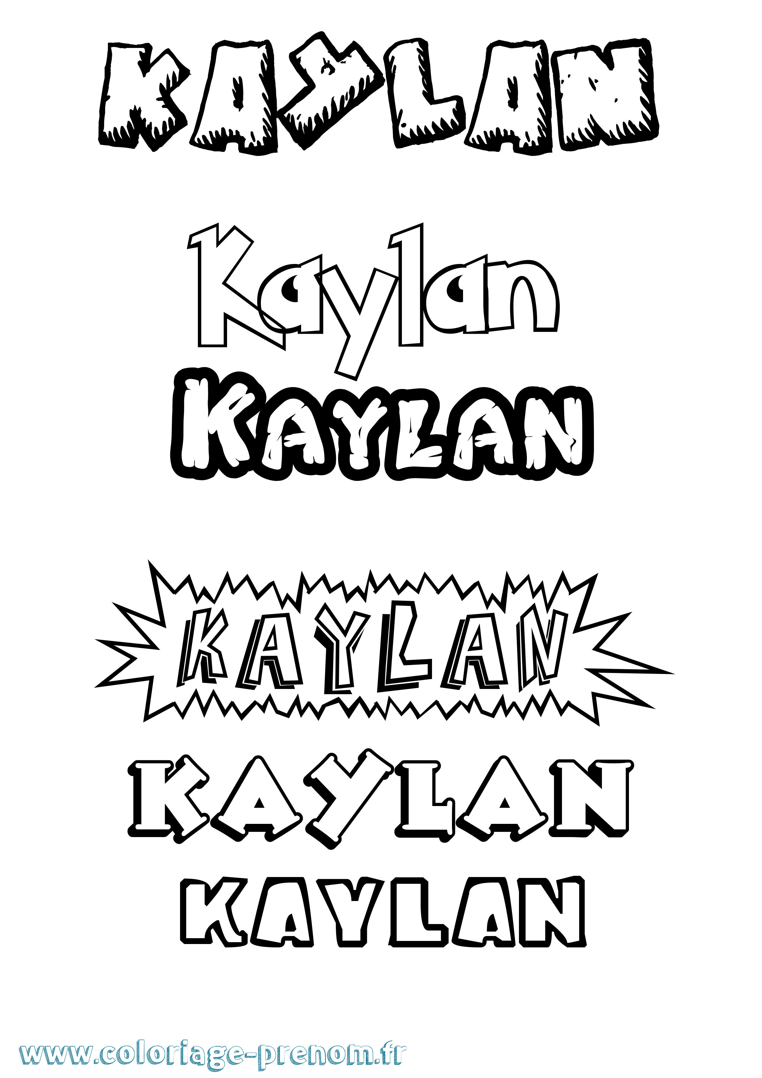 Coloriage prénom Kaylan Dessin Animé
