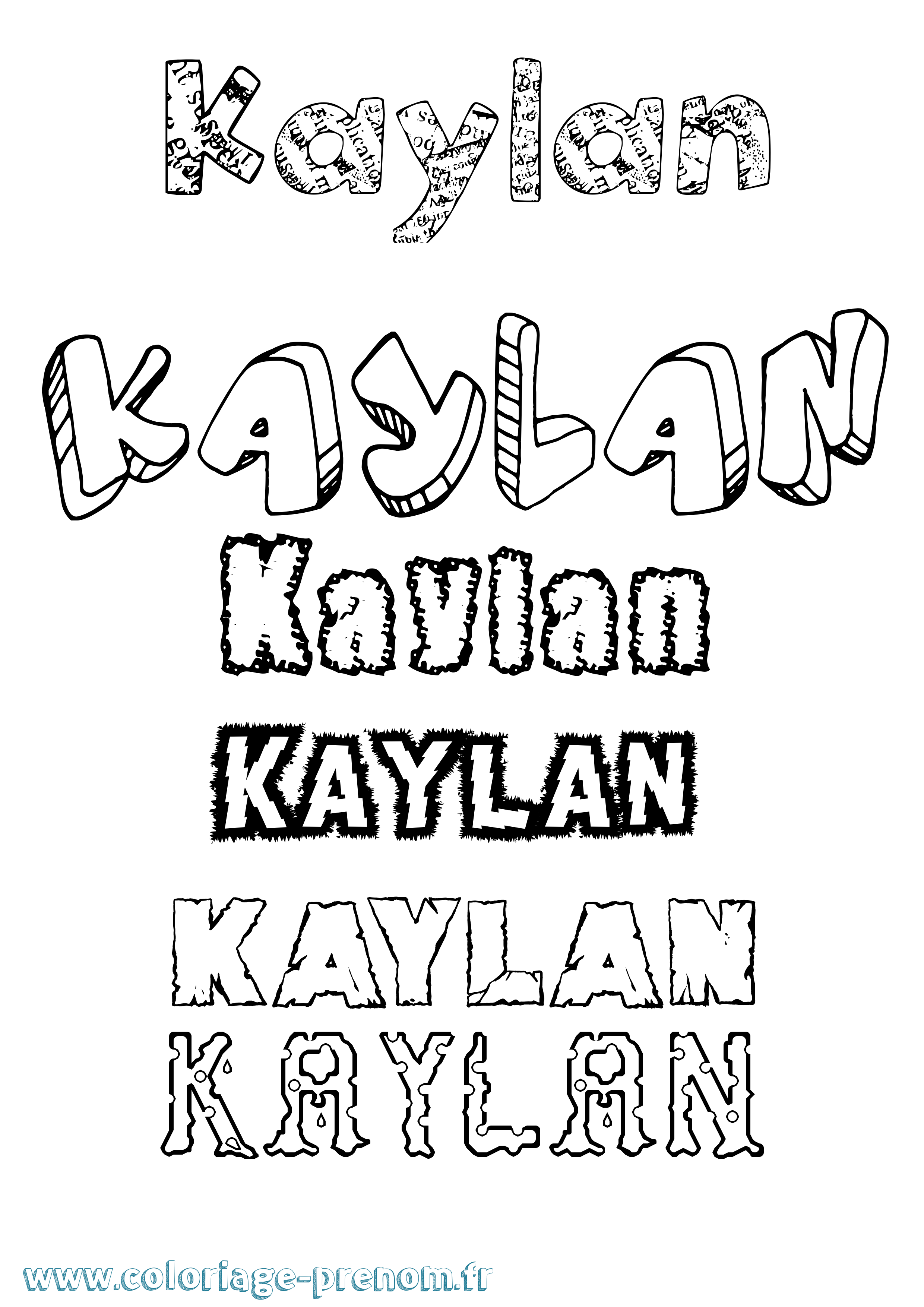 Coloriage prénom Kaylan Destructuré