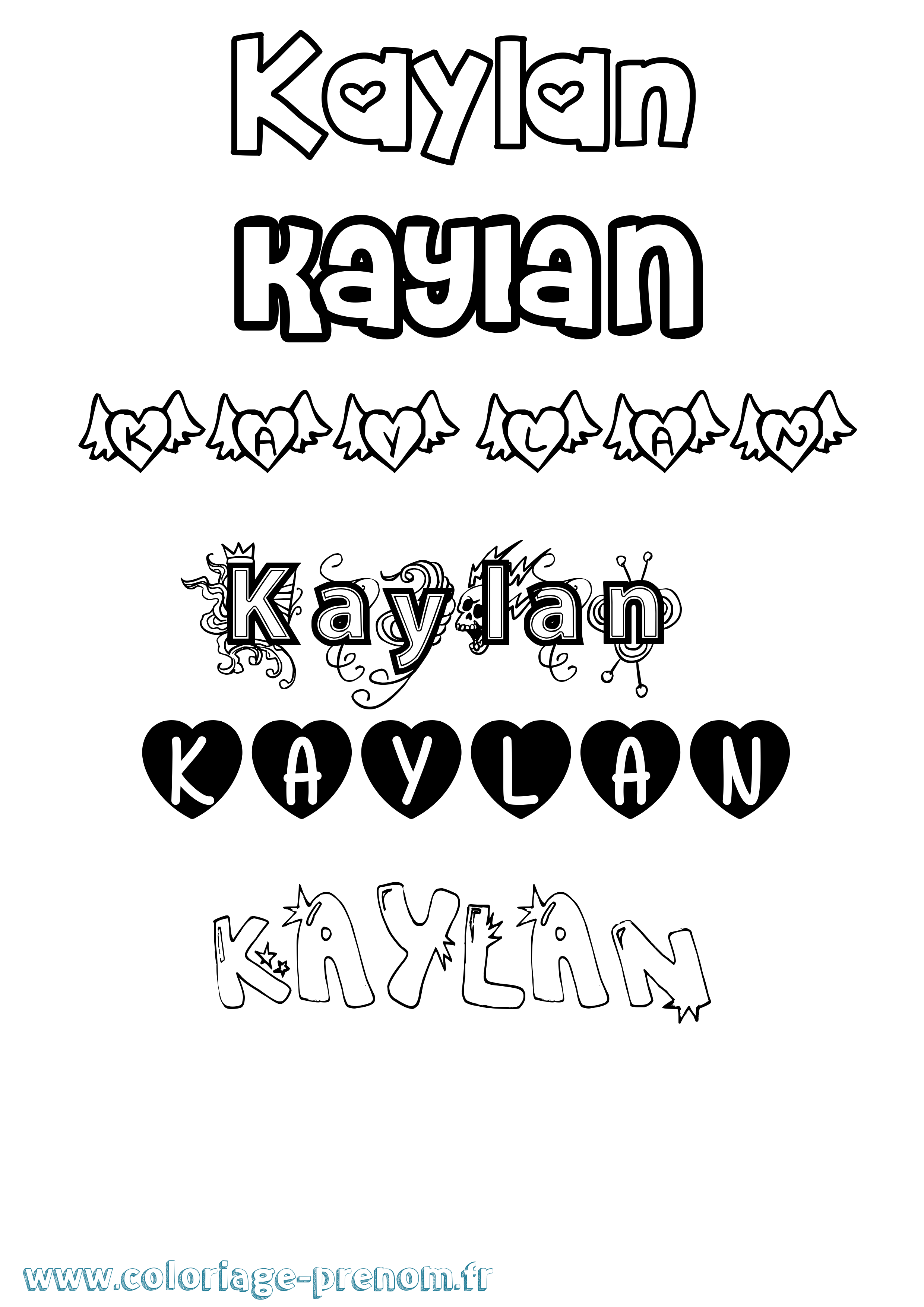 Coloriage prénom Kaylan Girly