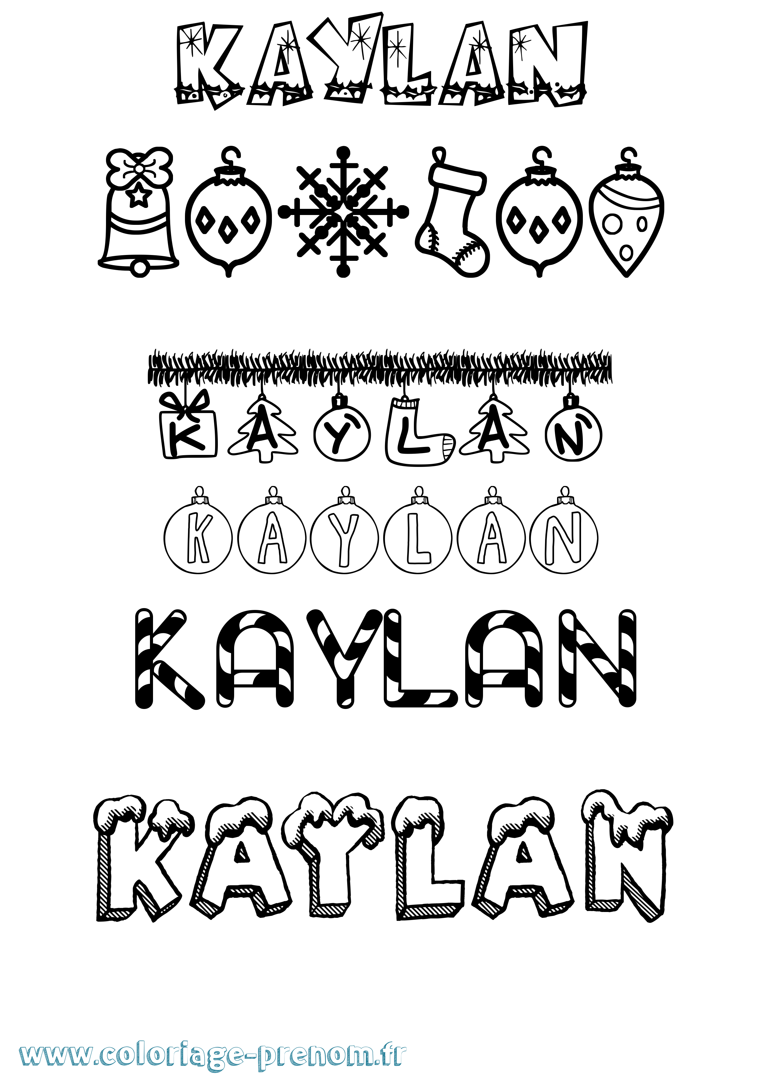 Coloriage prénom Kaylan Noël