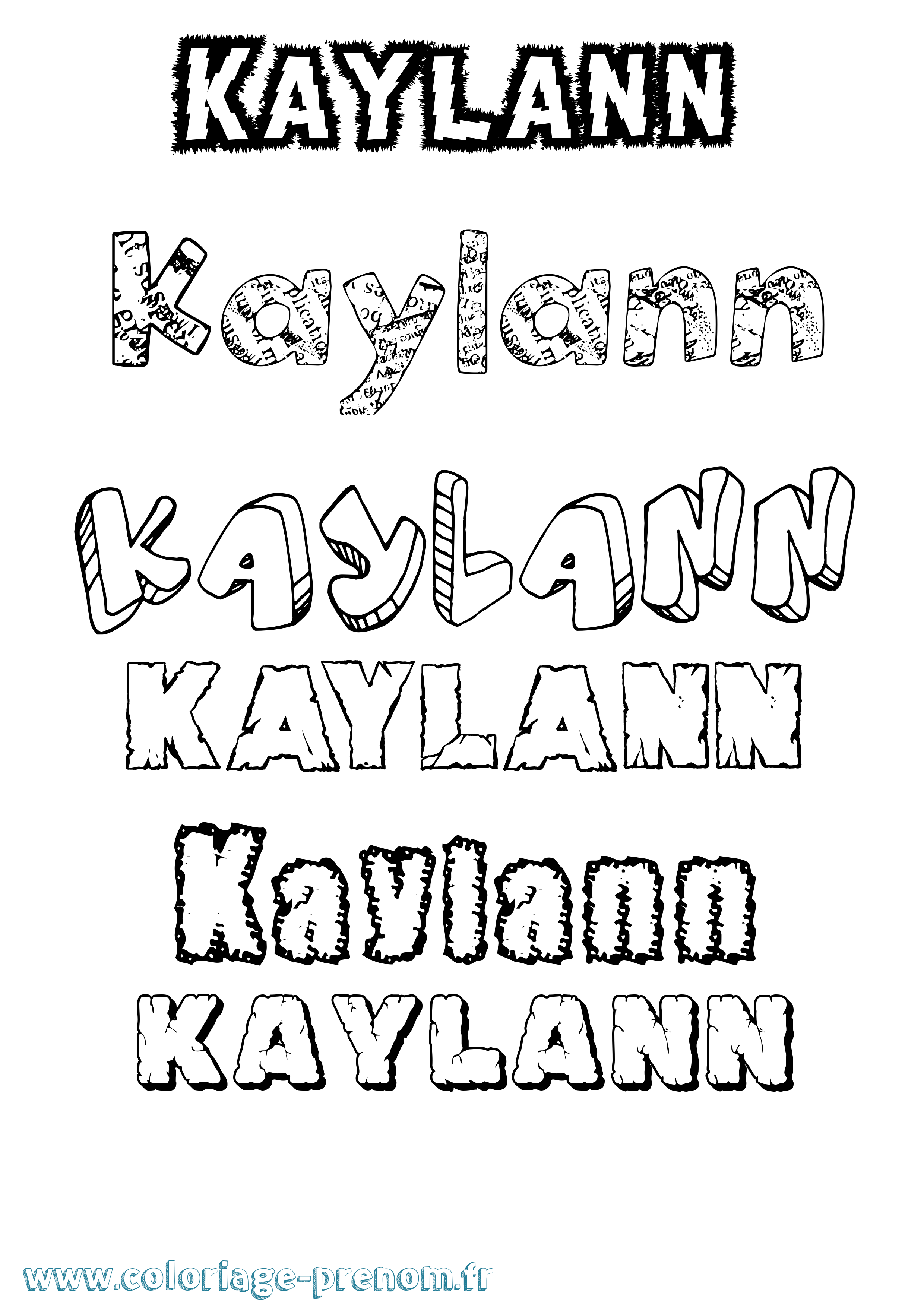 Coloriage prénom Kaylann Destructuré