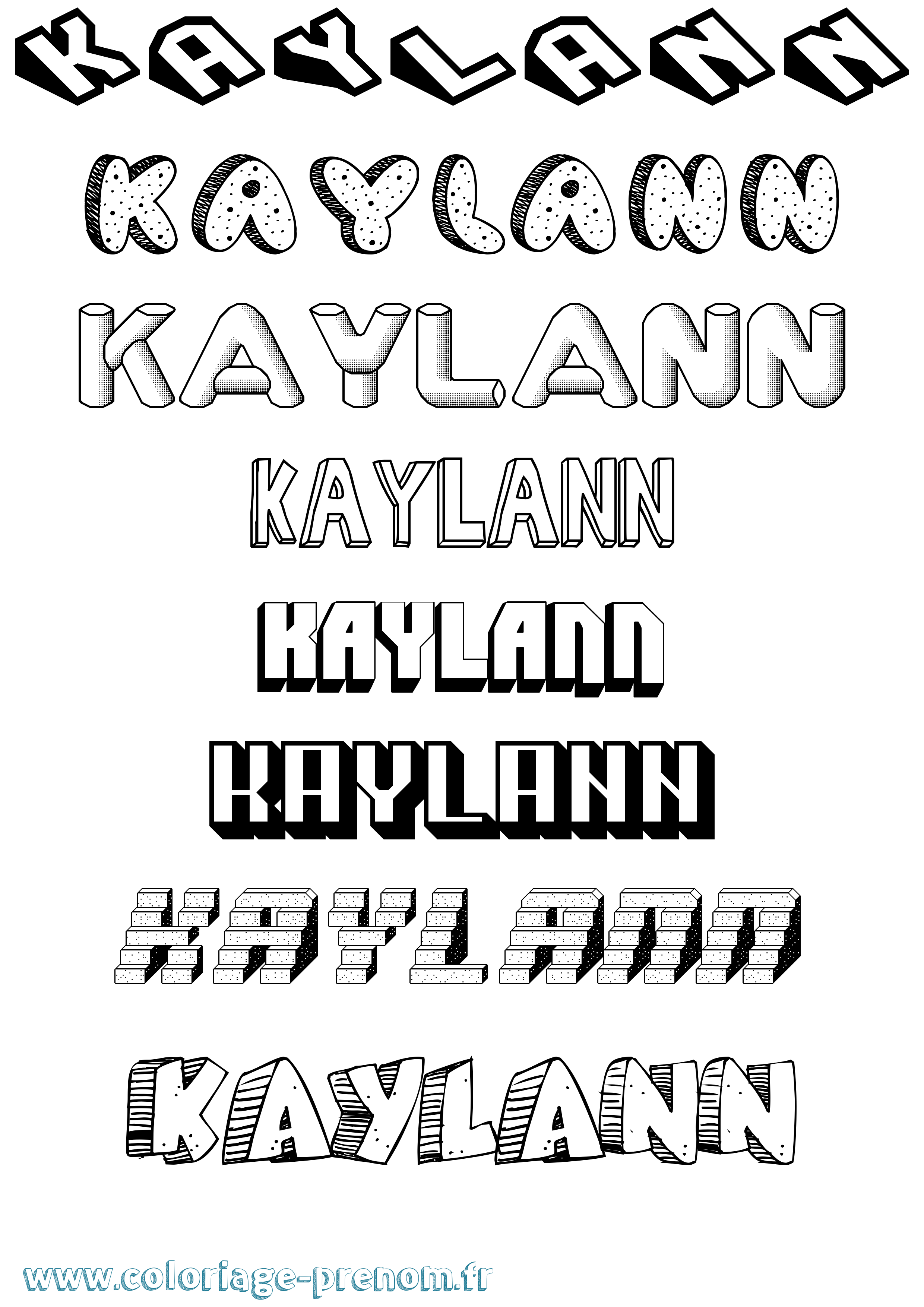 Coloriage prénom Kaylann Effet 3D