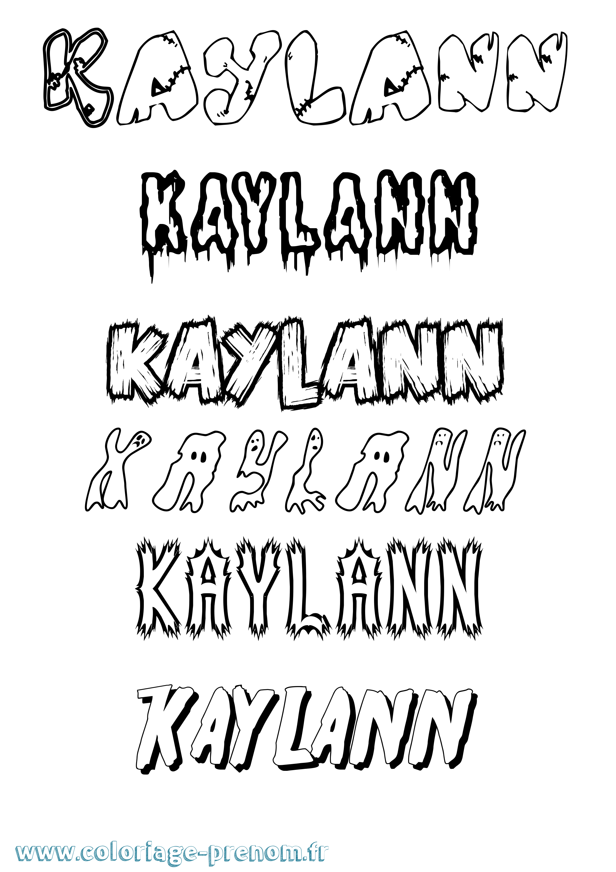 Coloriage prénom Kaylann Frisson