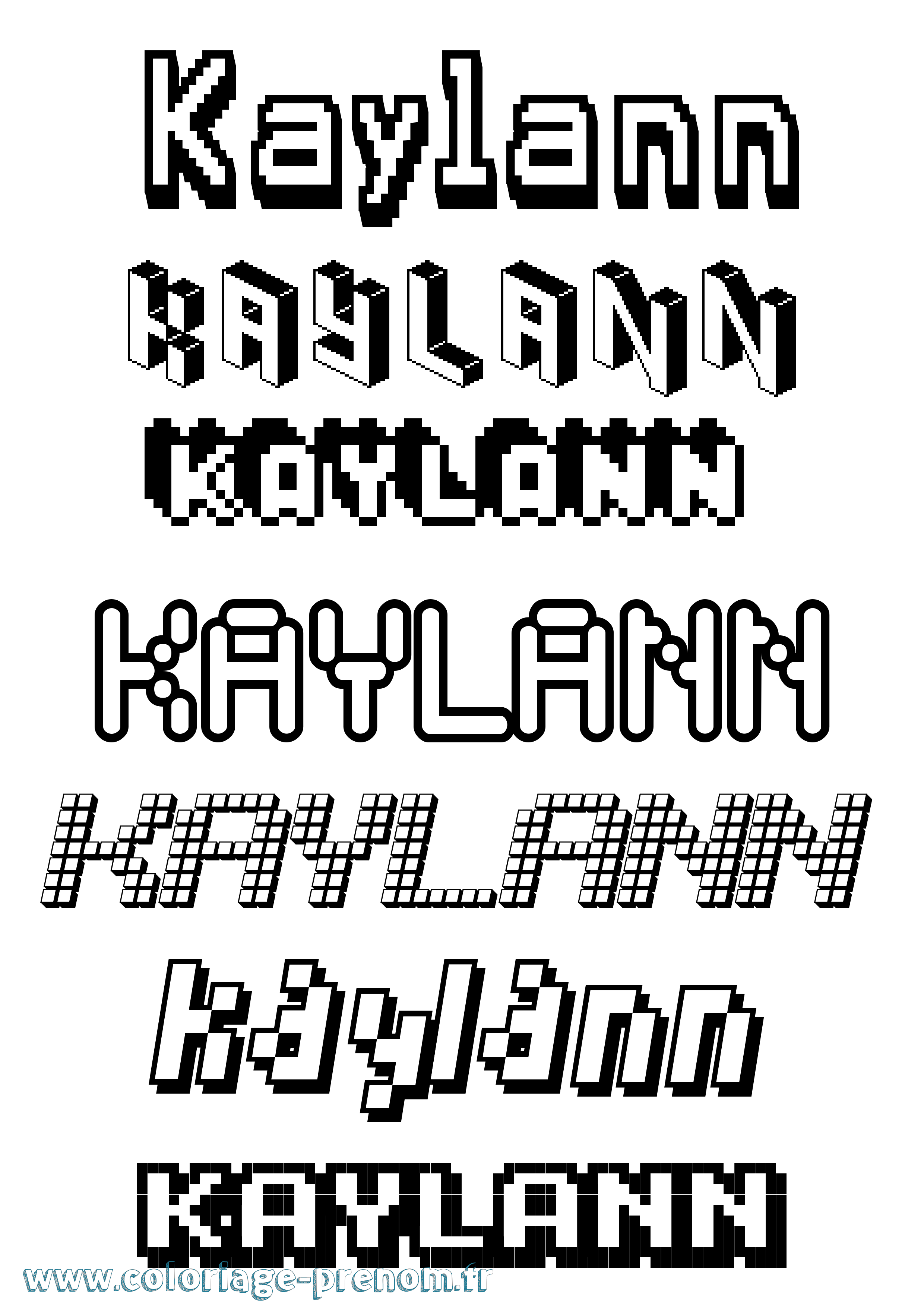 Coloriage prénom Kaylann Pixel