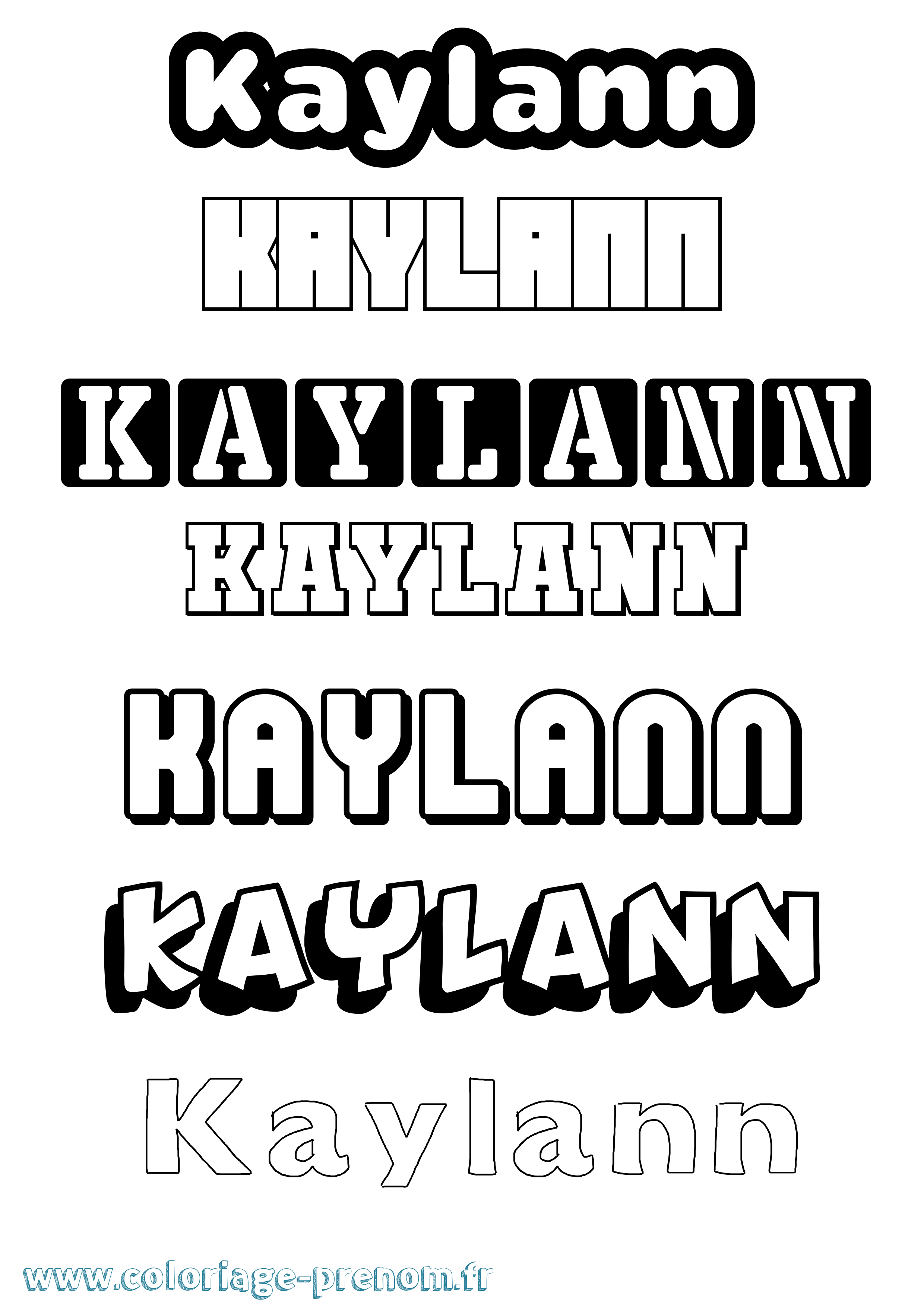 Coloriage prénom Kaylann Simple