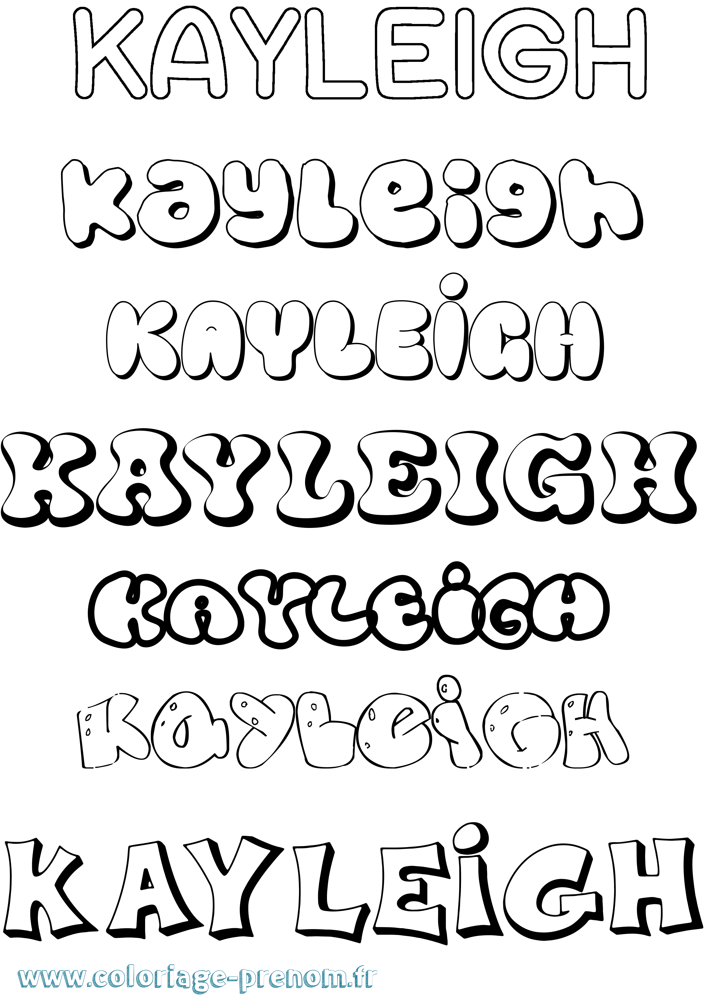 Coloriage prénom Kayleigh Bubble