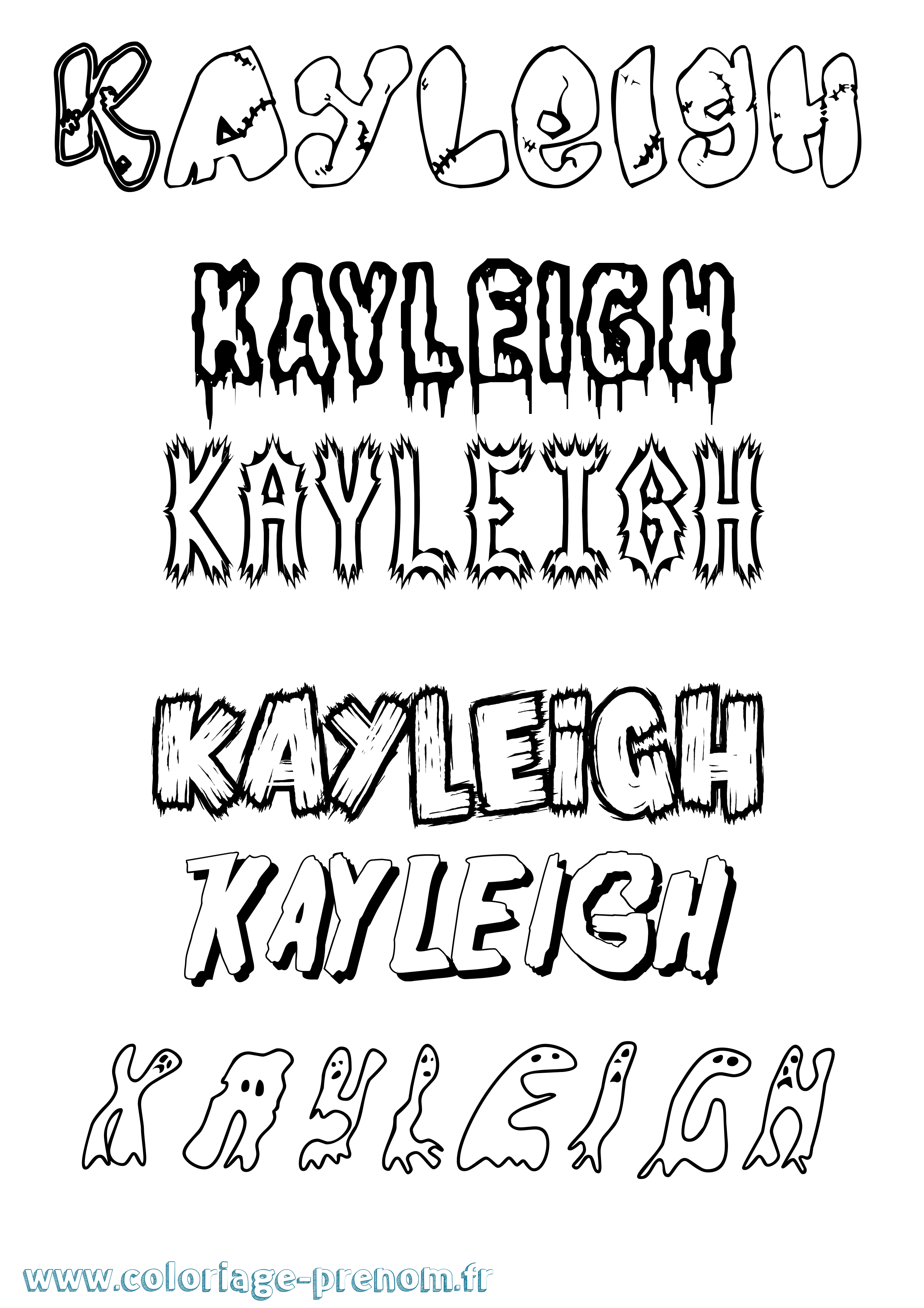 Coloriage prénom Kayleigh Frisson