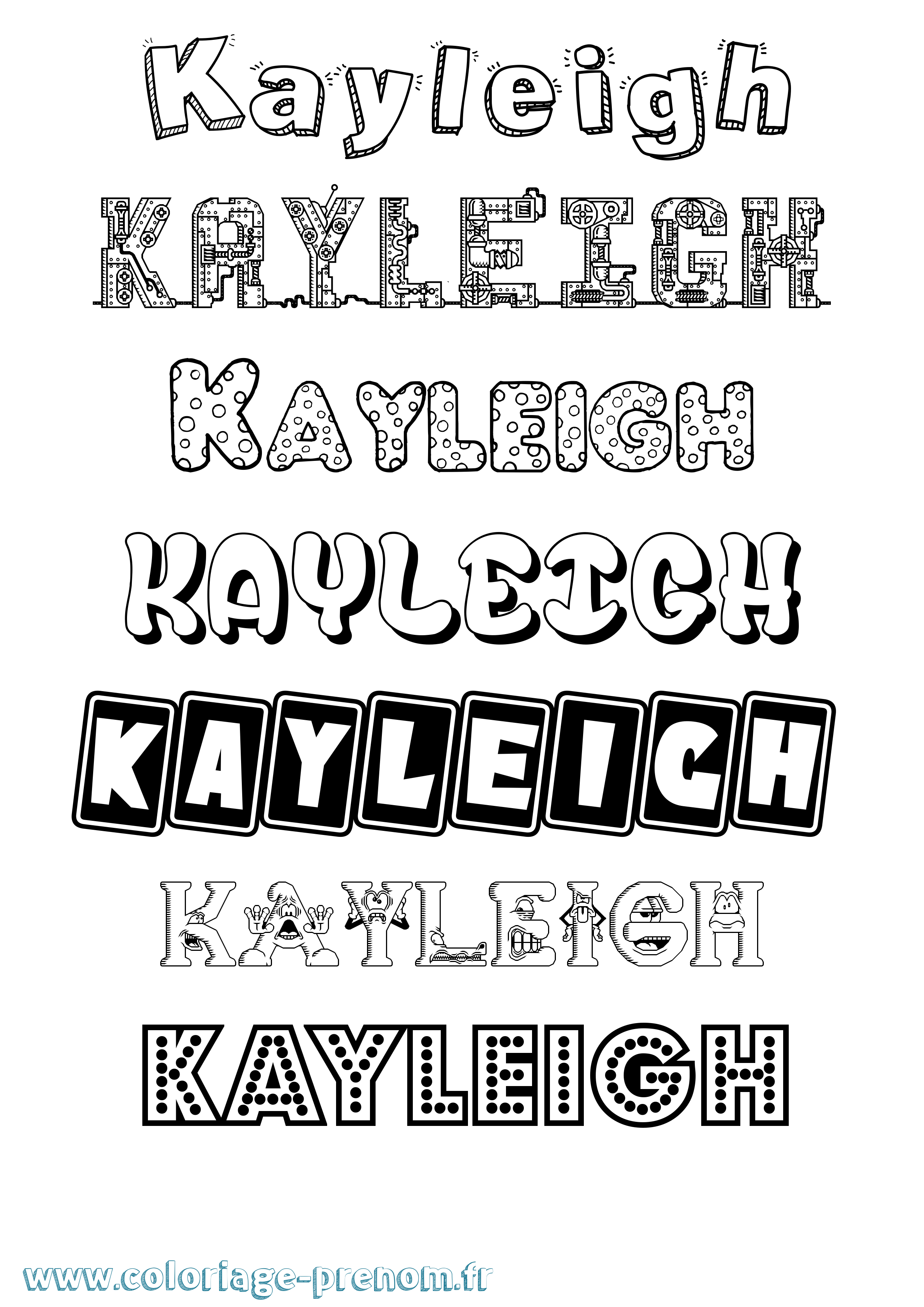Coloriage prénom Kayleigh Fun