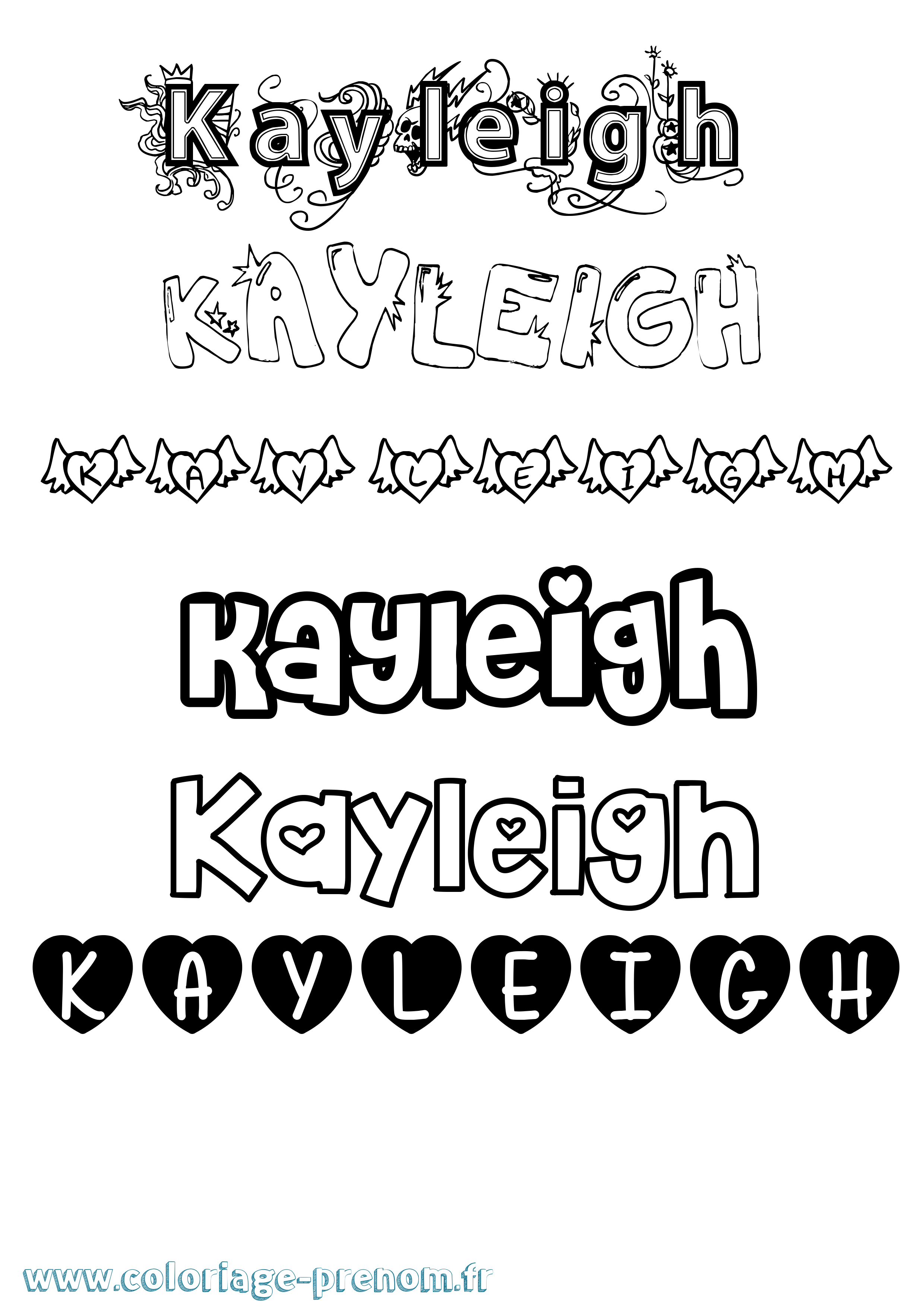 Coloriage prénom Kayleigh Girly