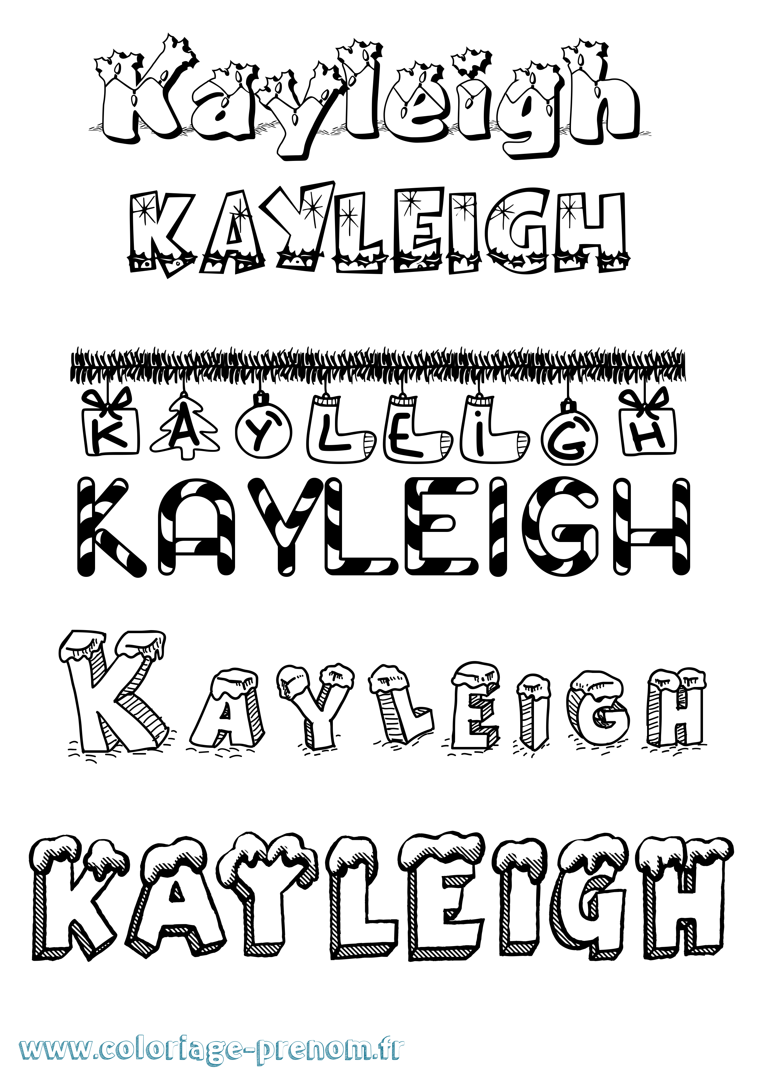 Coloriage prénom Kayleigh Noël