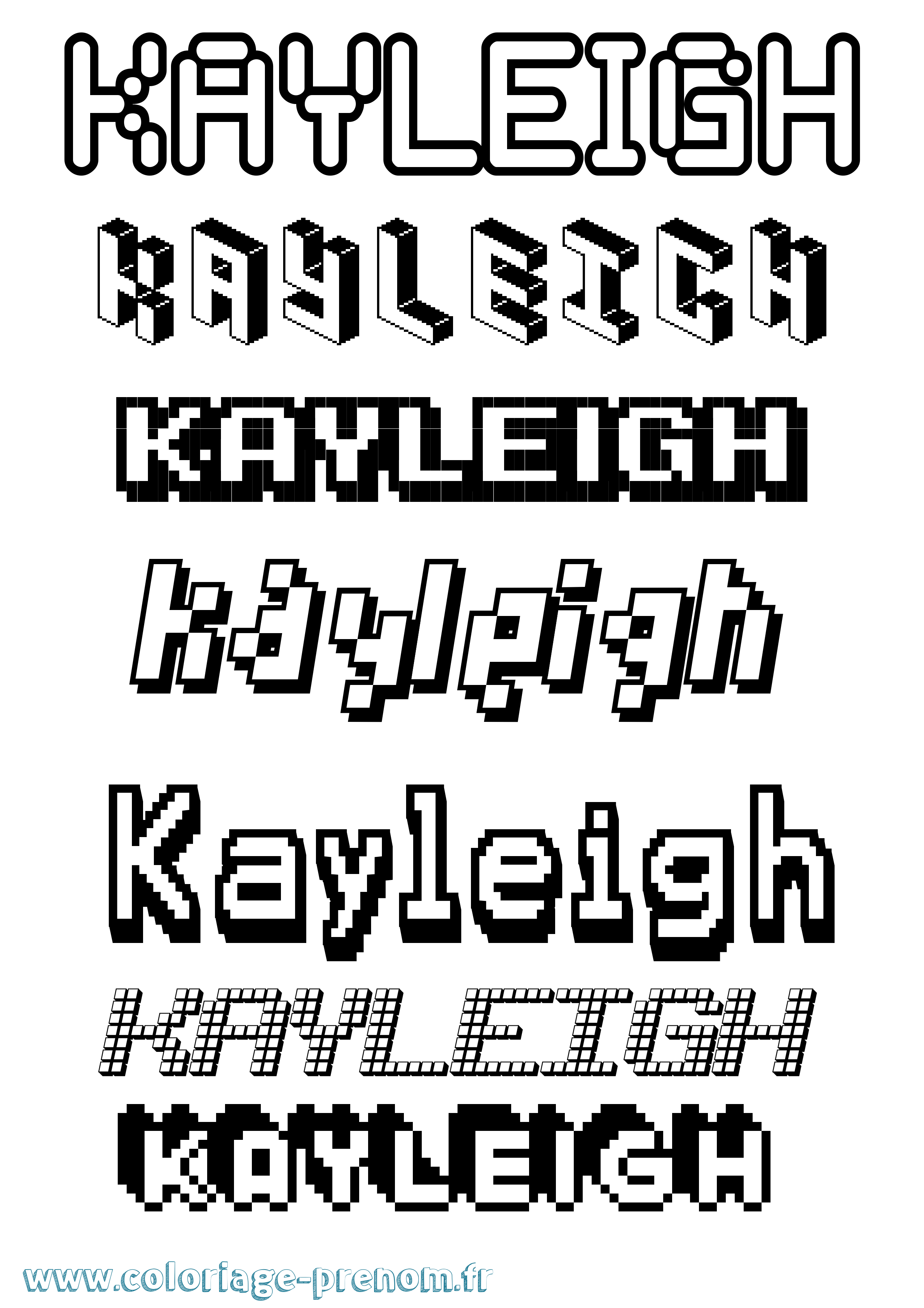 Coloriage prénom Kayleigh Pixel