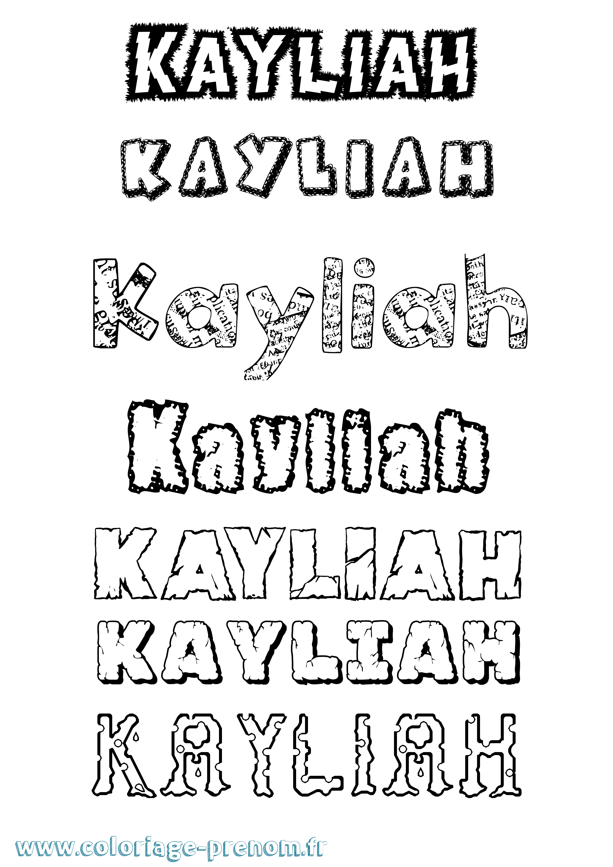 Coloriage prénom Kayliah Destructuré