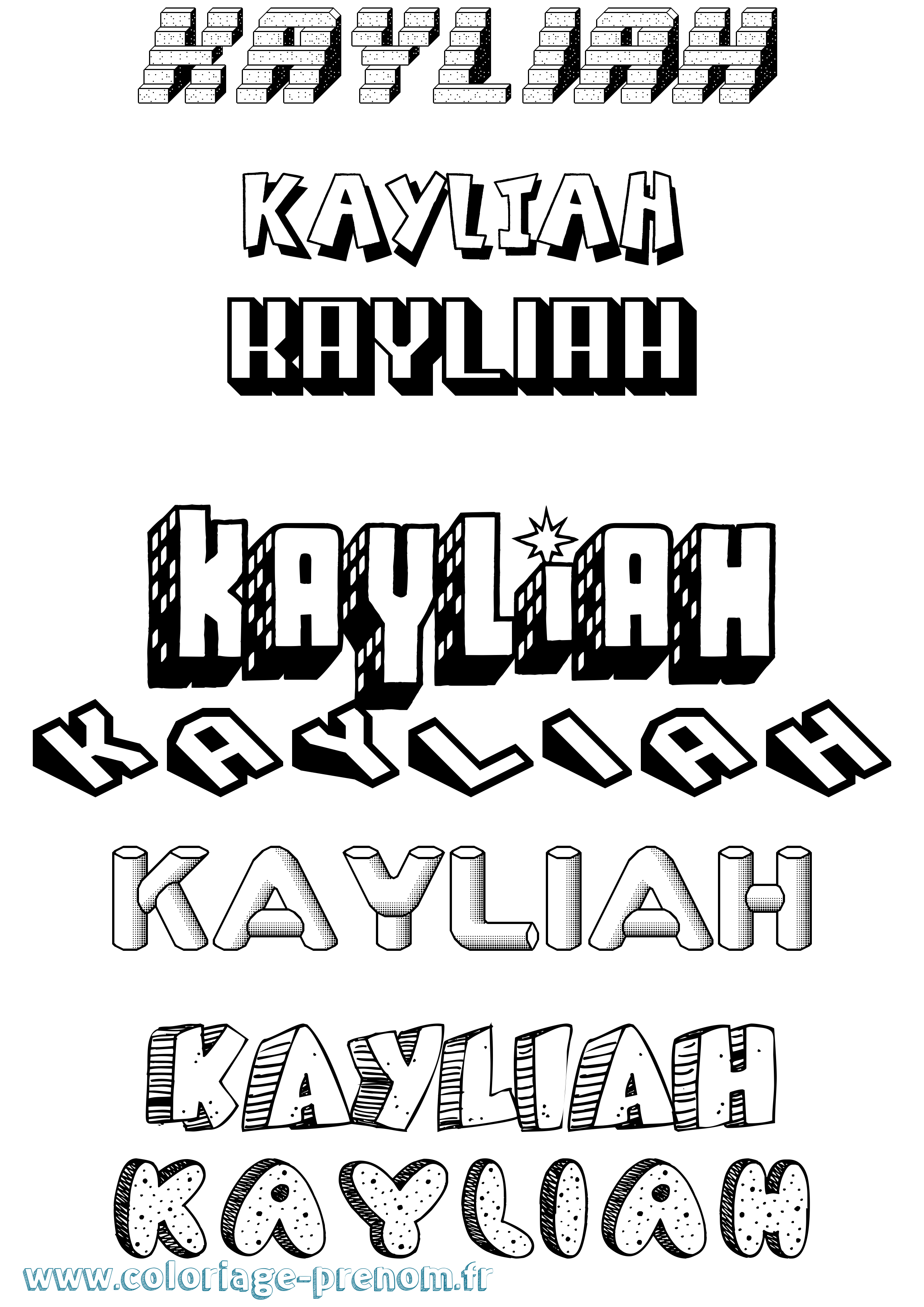 Coloriage prénom Kayliah Effet 3D