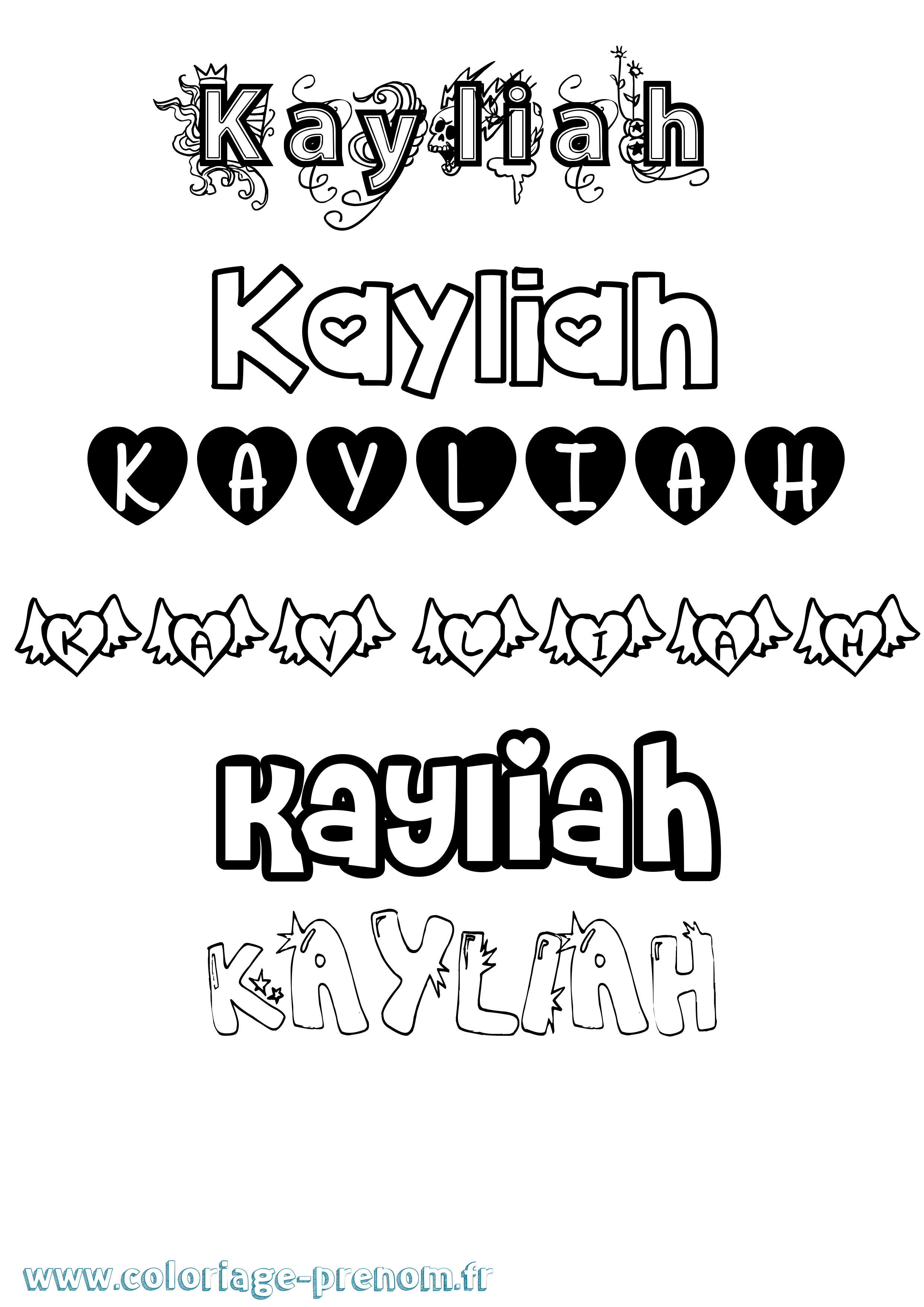 Coloriage Kayliah Coloriage prénom Kayliah