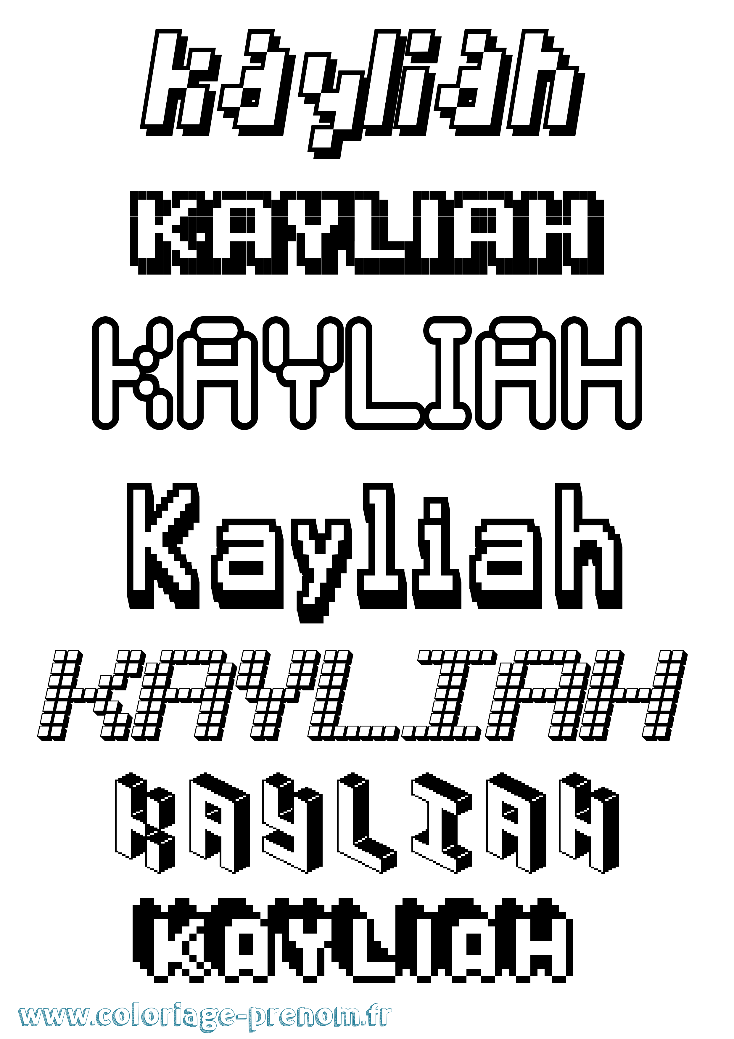 Coloriage Kayliah Coloriage prénom Kayliah