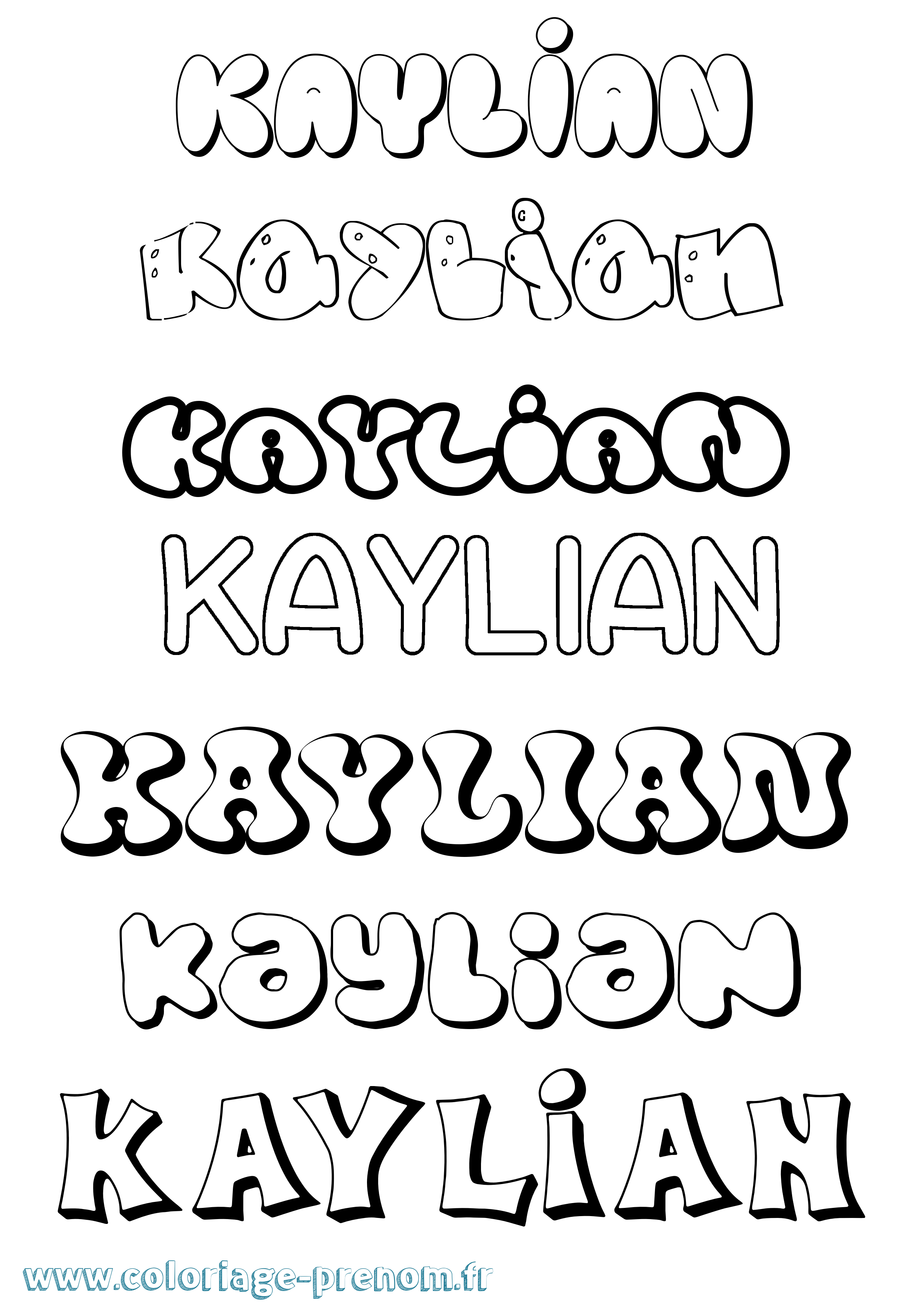 Coloriage Kaylian Bubble Coloriage prénom Kaylian Bubble