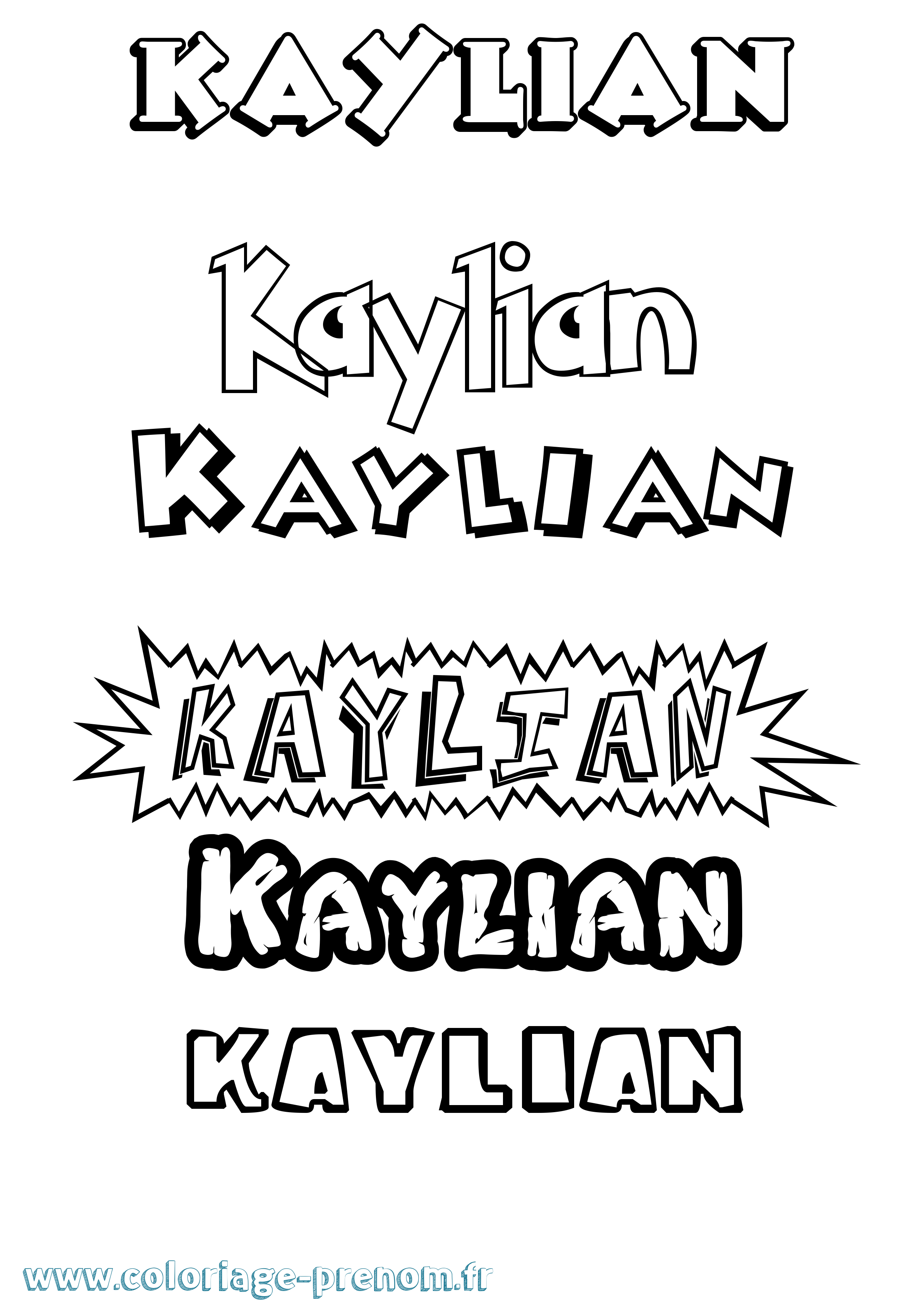 Coloriage prénom Kaylian Dessin Animé