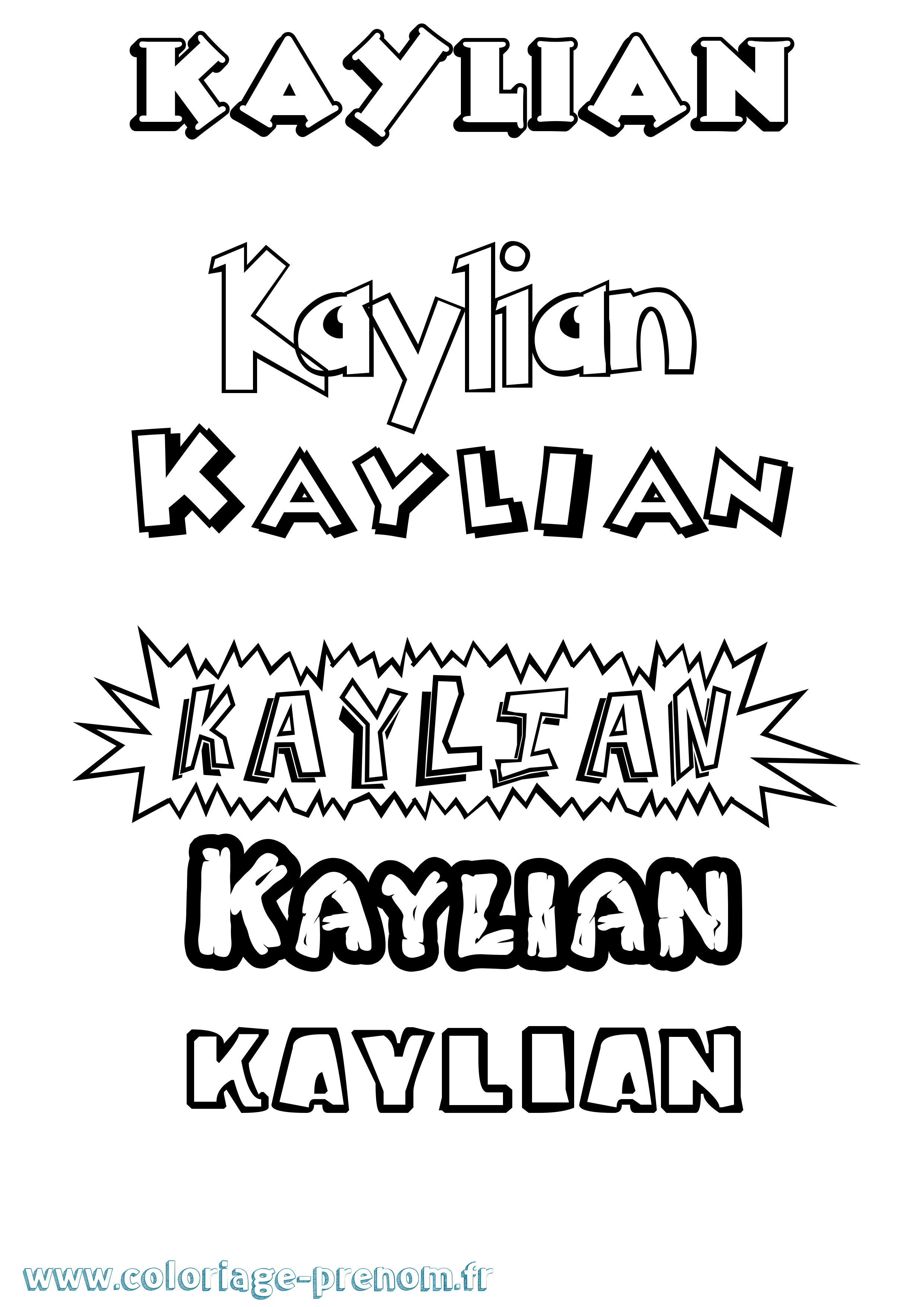 Coloriage Kaylian Dessin Animé Coloriage prénom Kaylian Dessin Animé