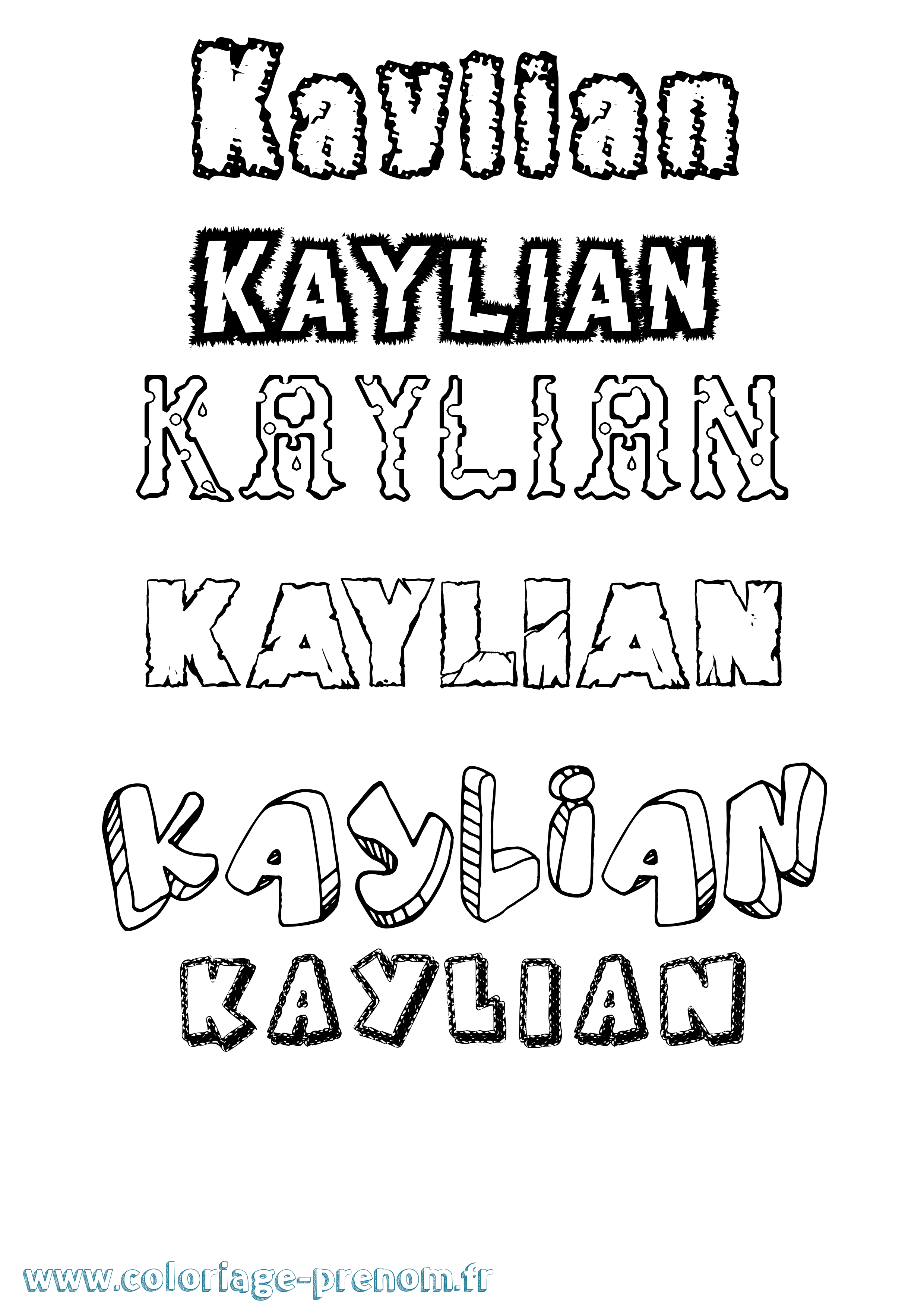 Coloriage prénom Kaylian Destructuré