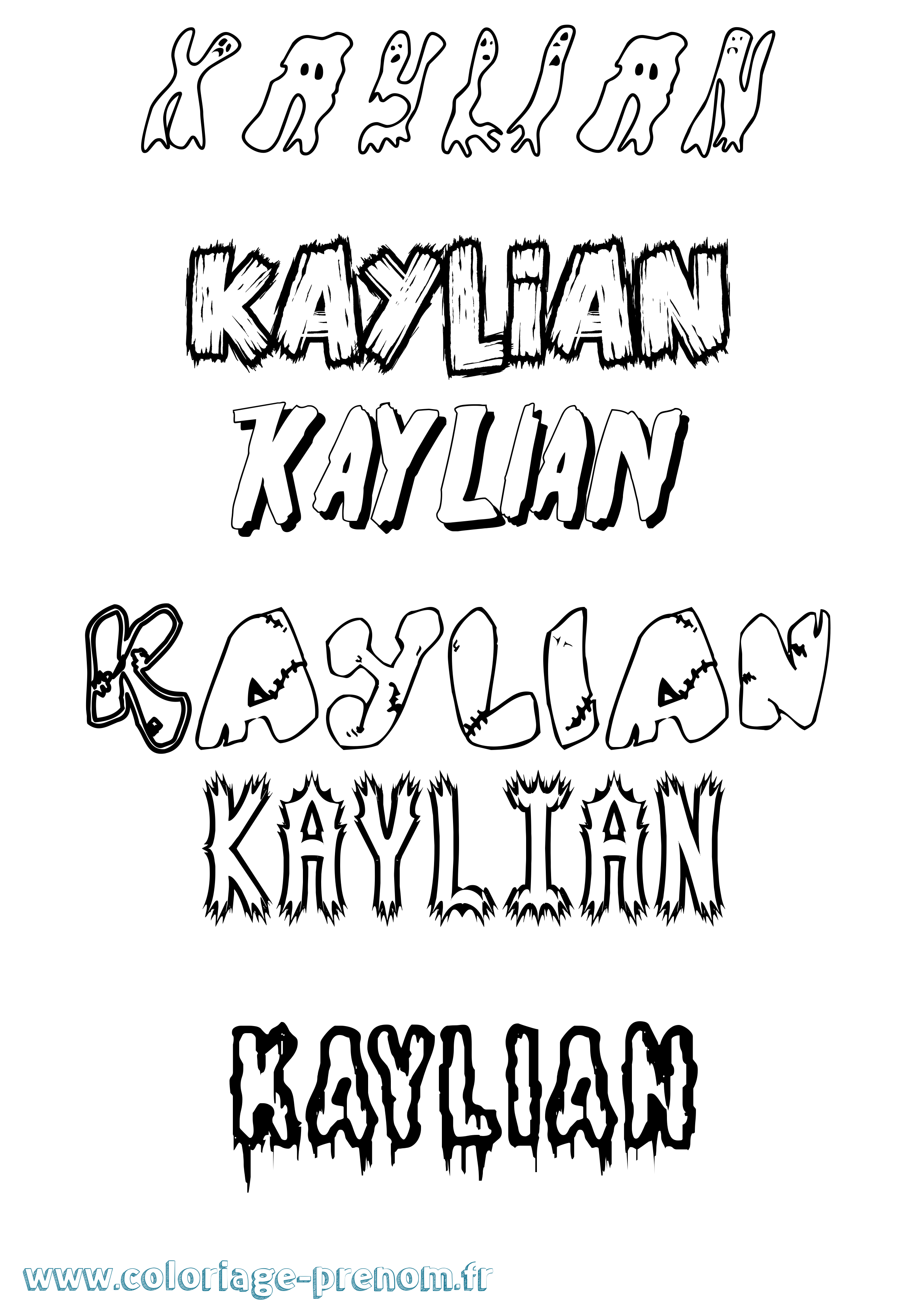 Coloriage prénom Kaylian Frisson