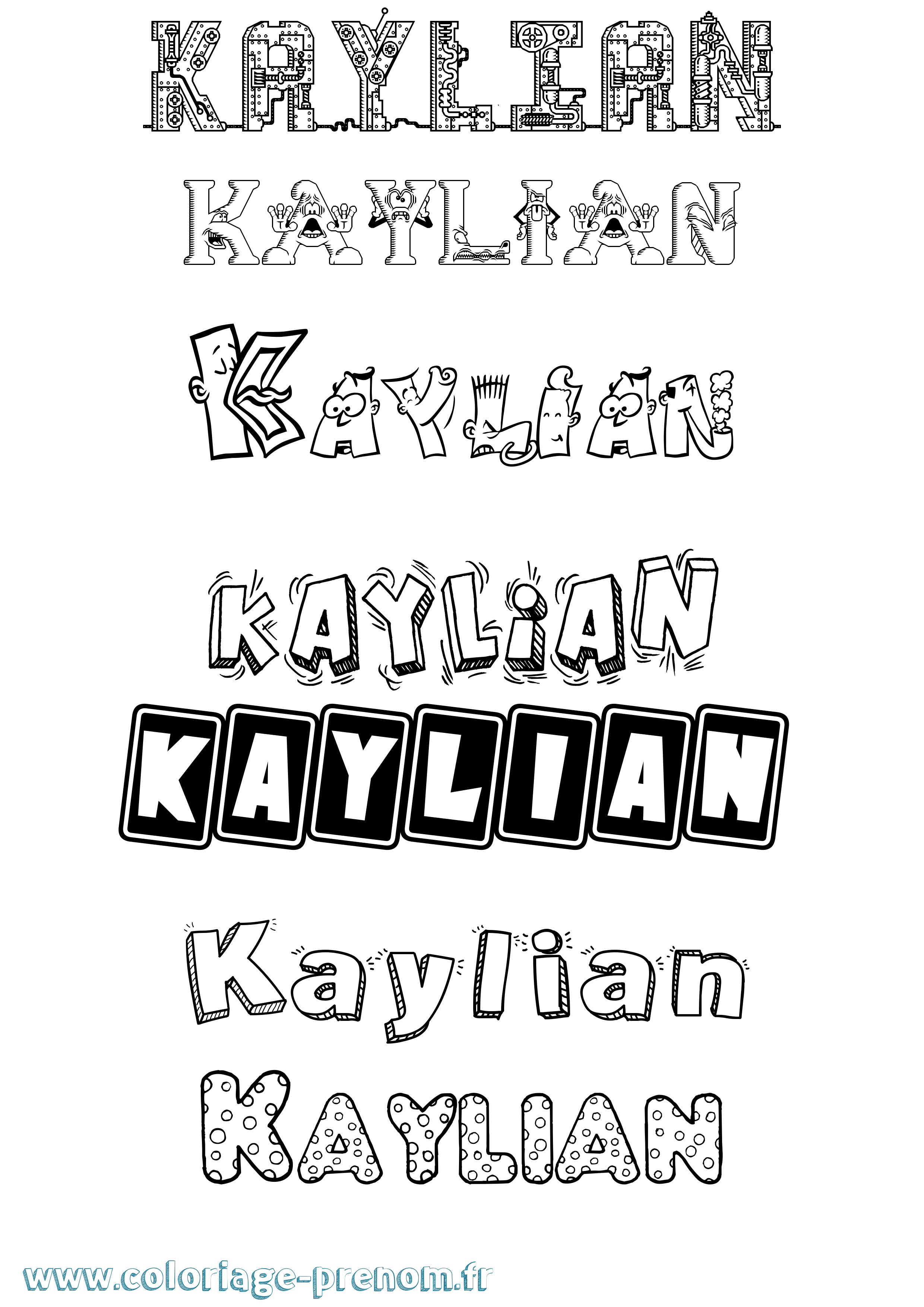 Coloriage prénom Kaylian Fun