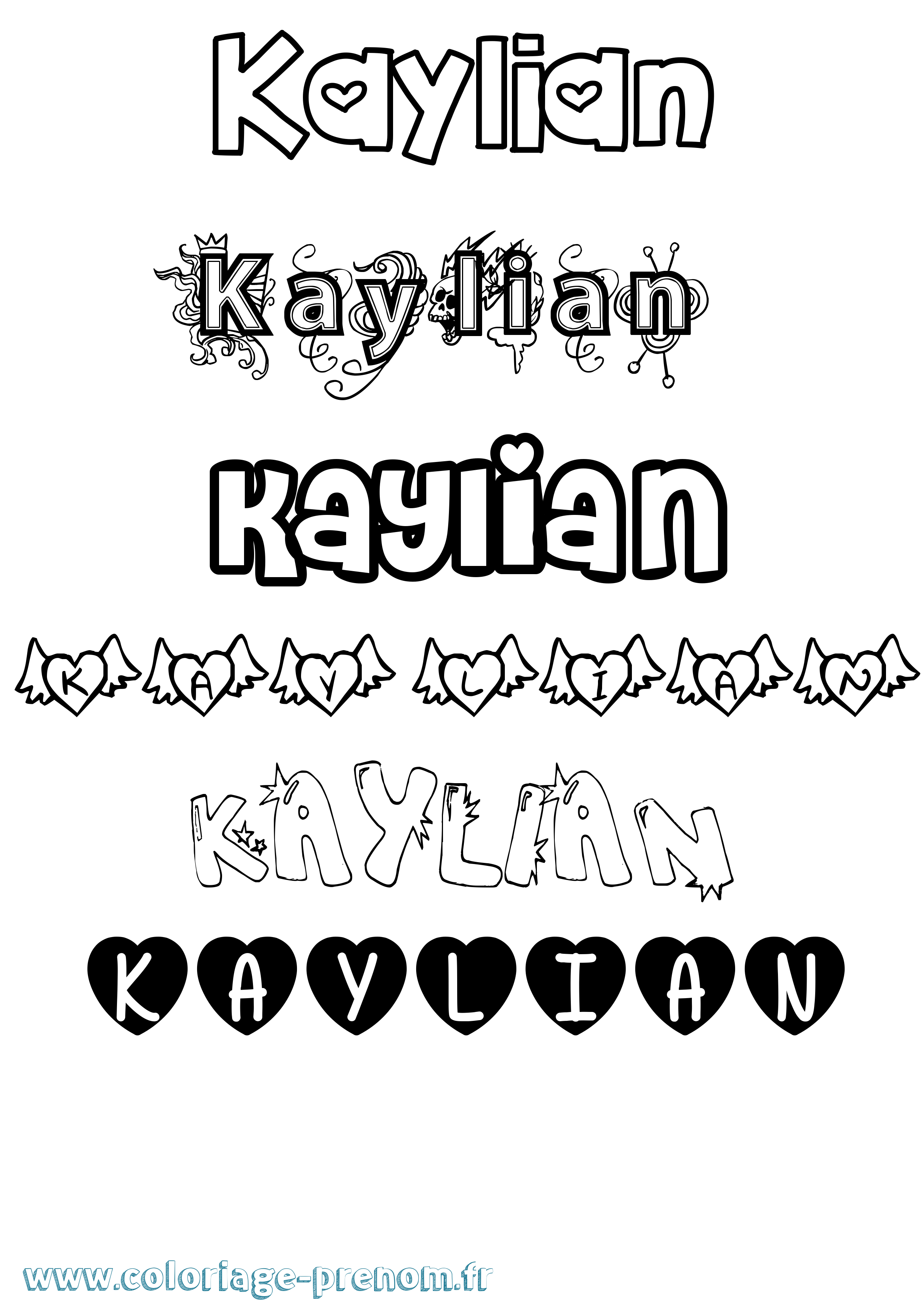 Coloriage Kaylian Girly Coloriage prénom Kaylian Girly