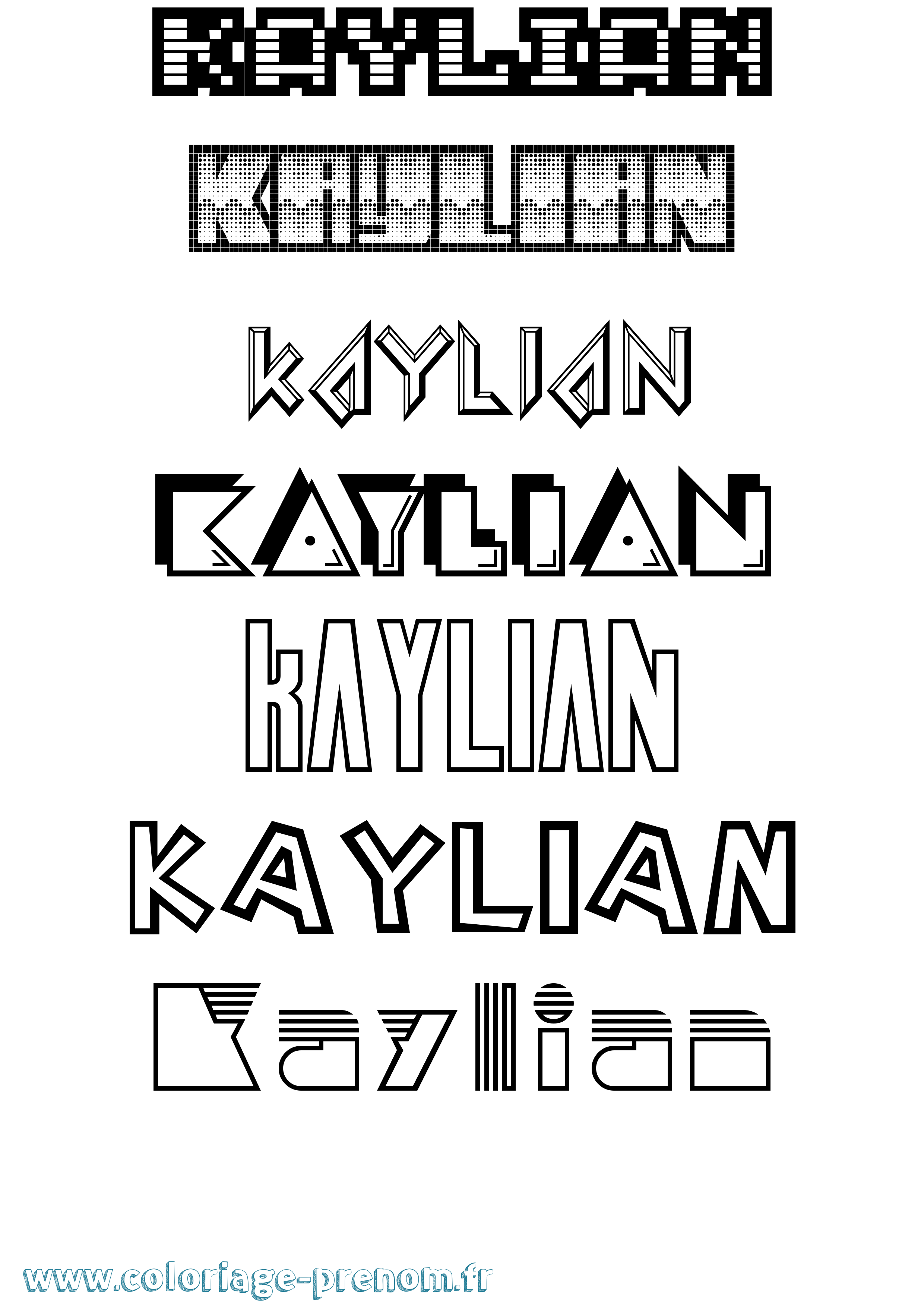 Coloriage prénom Kaylian Jeux Vidéos