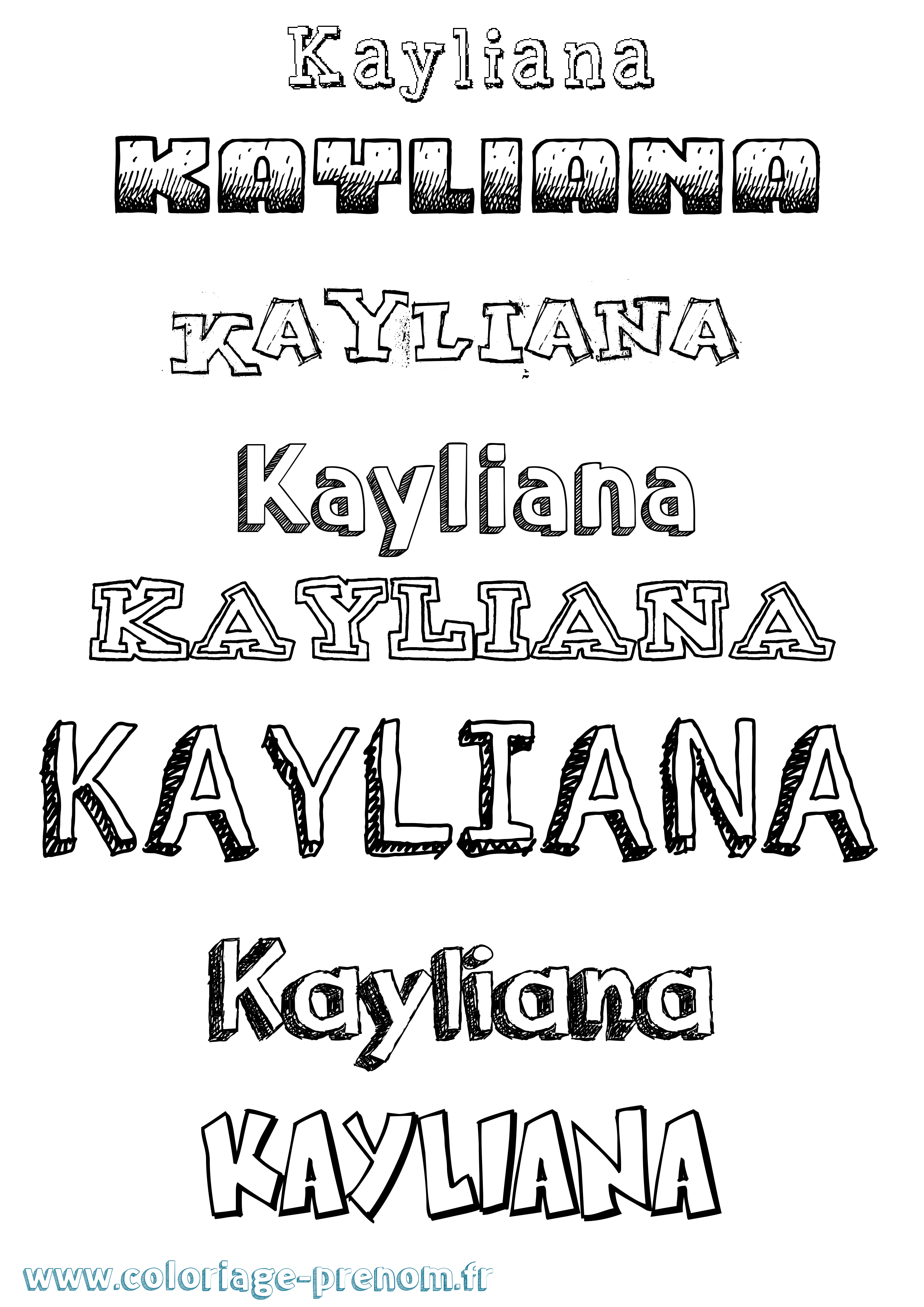 Coloriage prénom Kayliana Dessiné